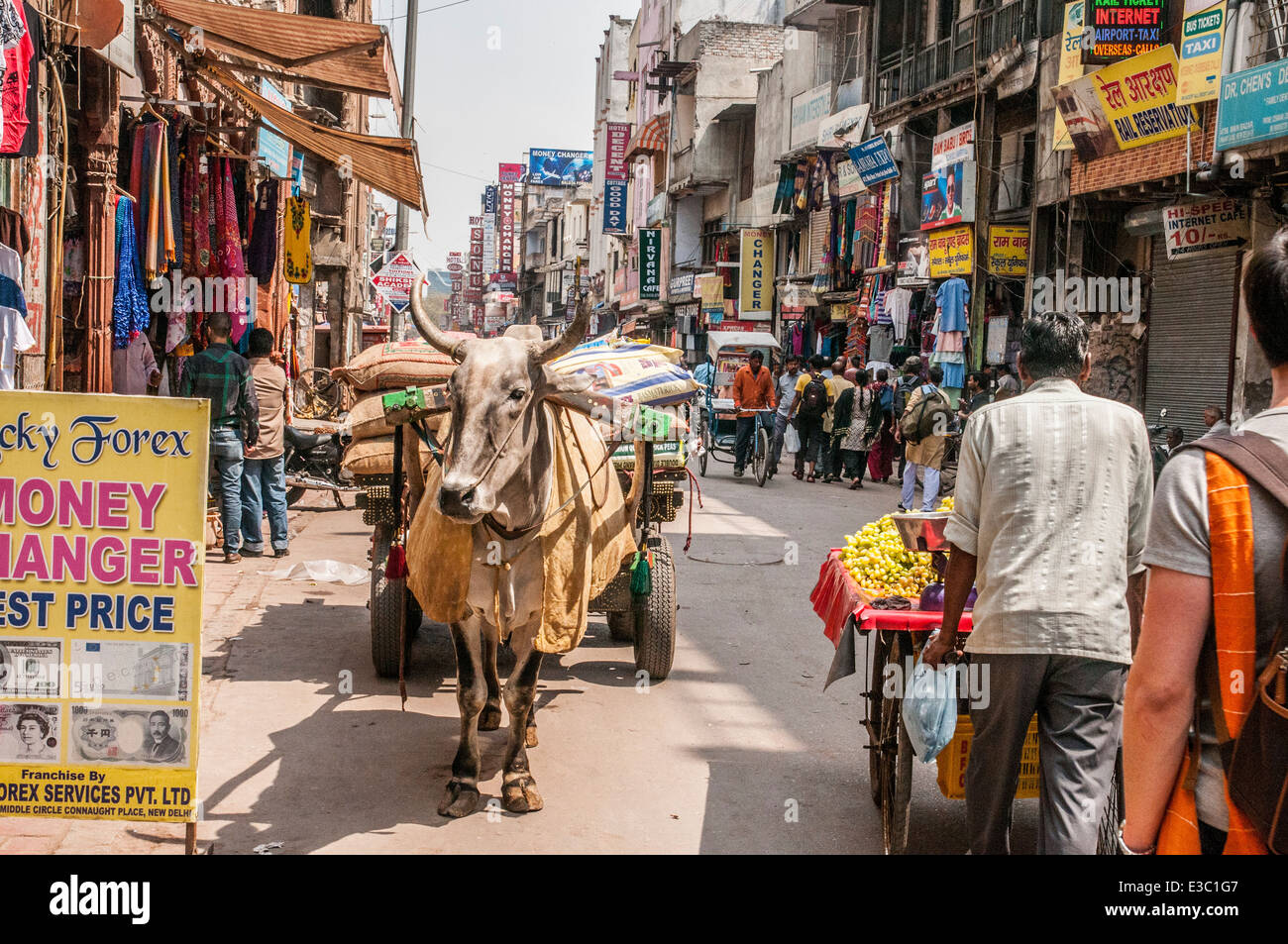 Busy bustling street in Delhi, India Stock Photo