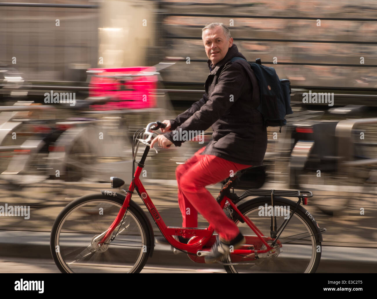 Amsterdam cyclist Stock Photo