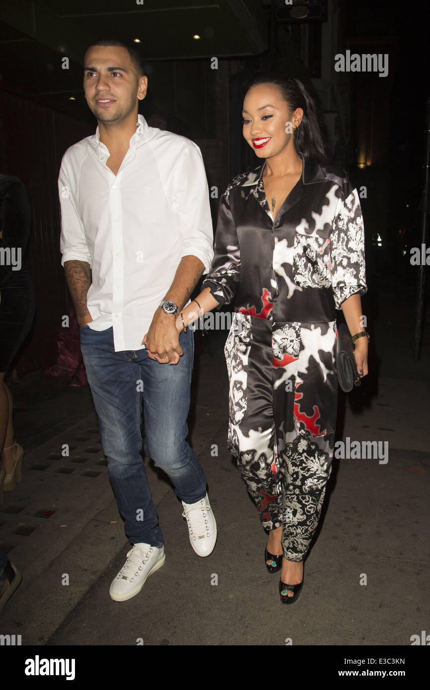 damp helgen ankel Little Mix's Leigh Anne Pinnock and her footballer boyfriend Jordan Kiffin  seen leaving Mahiki, smiling and holding hands. Leigh Anne was wearing a  shiny patterend jump suit Featuring: Leigh Anne Pinnock,Jordan Kiffin
