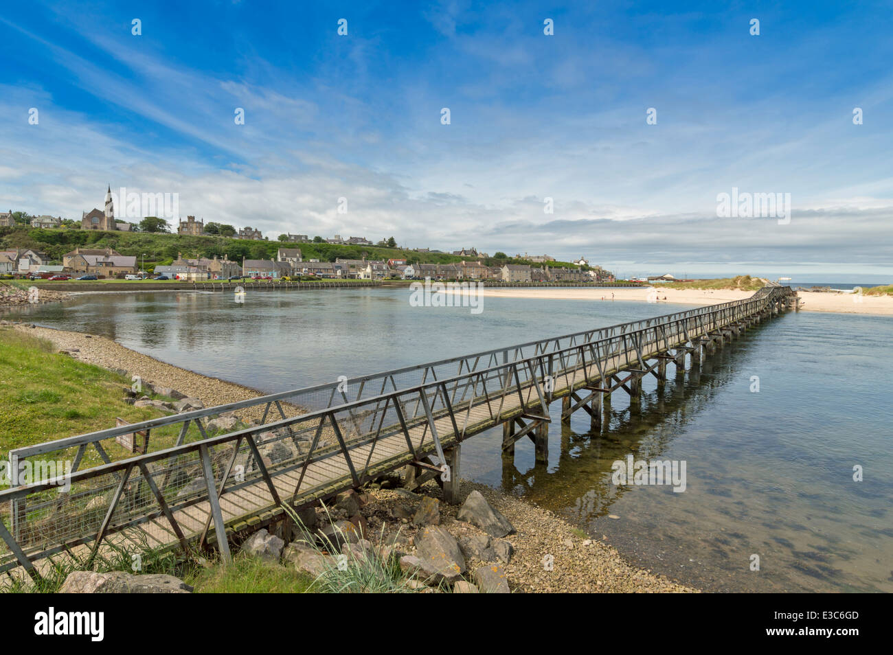 BRIDGE OVER THE RIVER LOSSIE AT HIGH TIDE LOSSIEMOUTH MORAY COAST