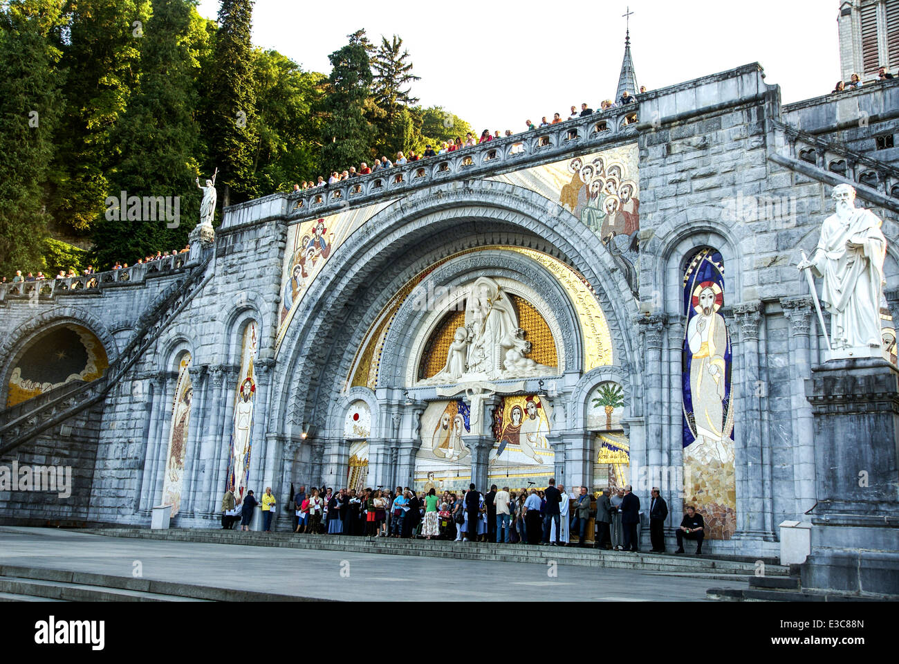 Rosary Basilica, Lourdes, France. Stock Photo