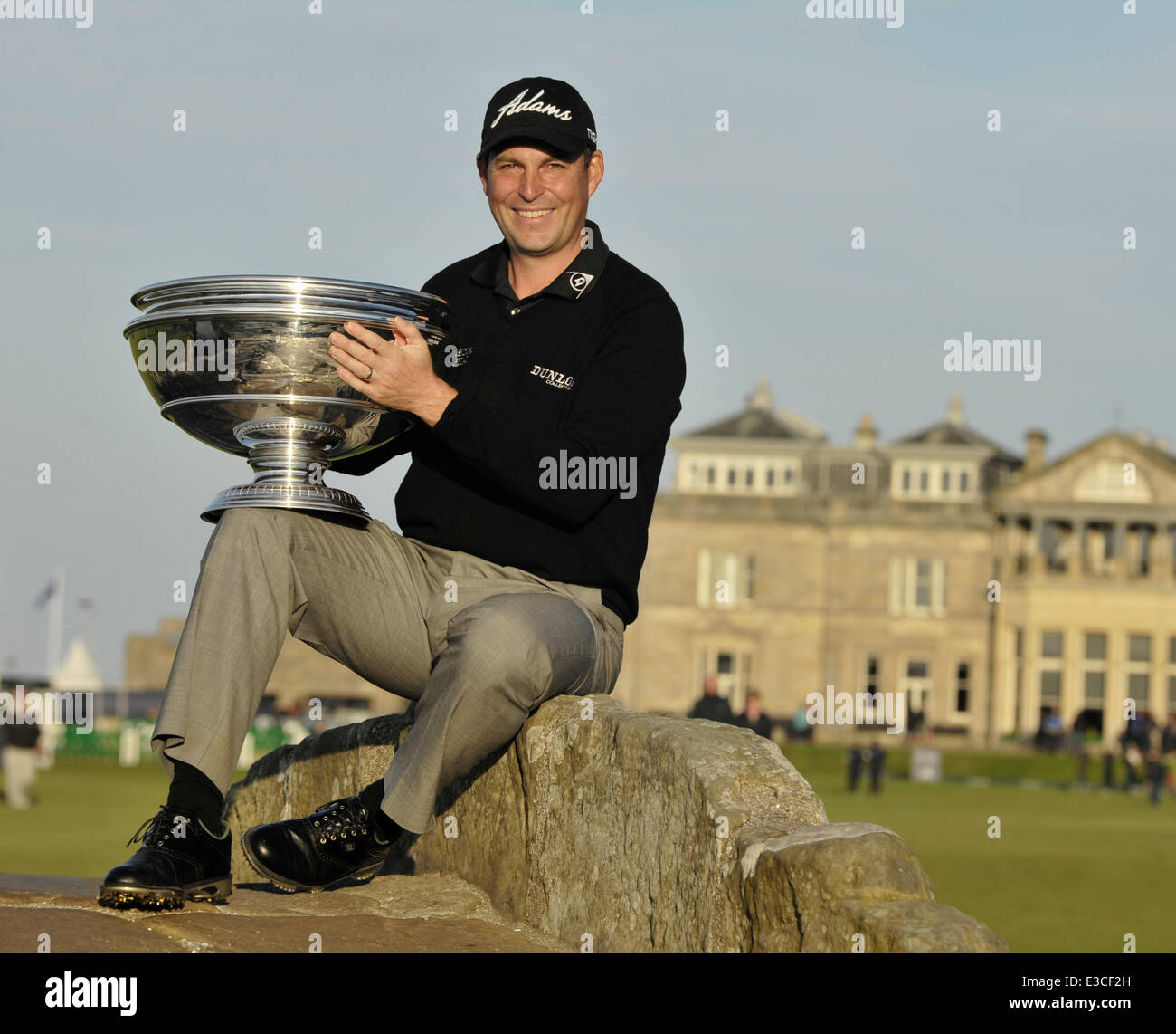 Champion David Howell the trophy at the end of the Alfred Dunhill Links ...