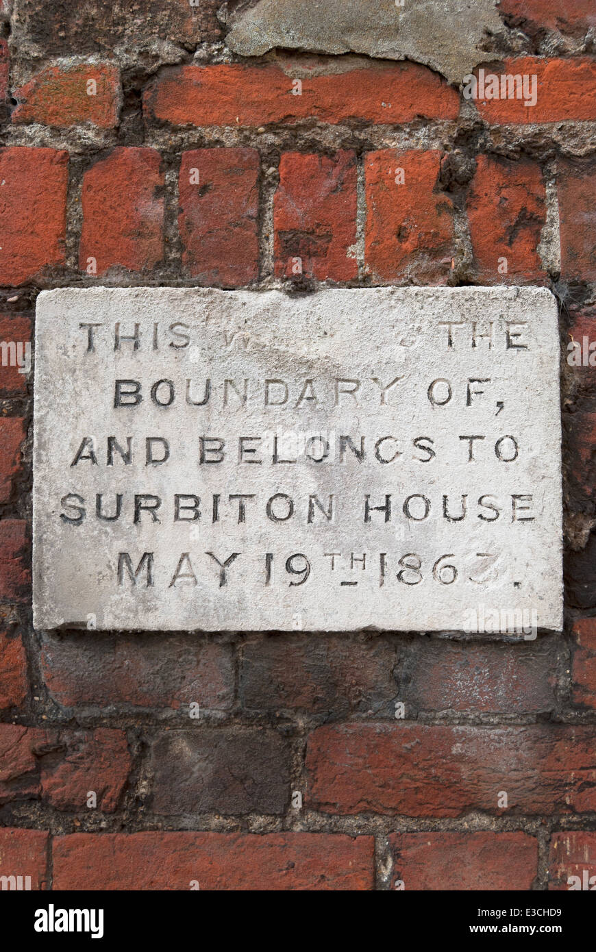 plaque marking the boundary of the former surbiton house, a manor house
