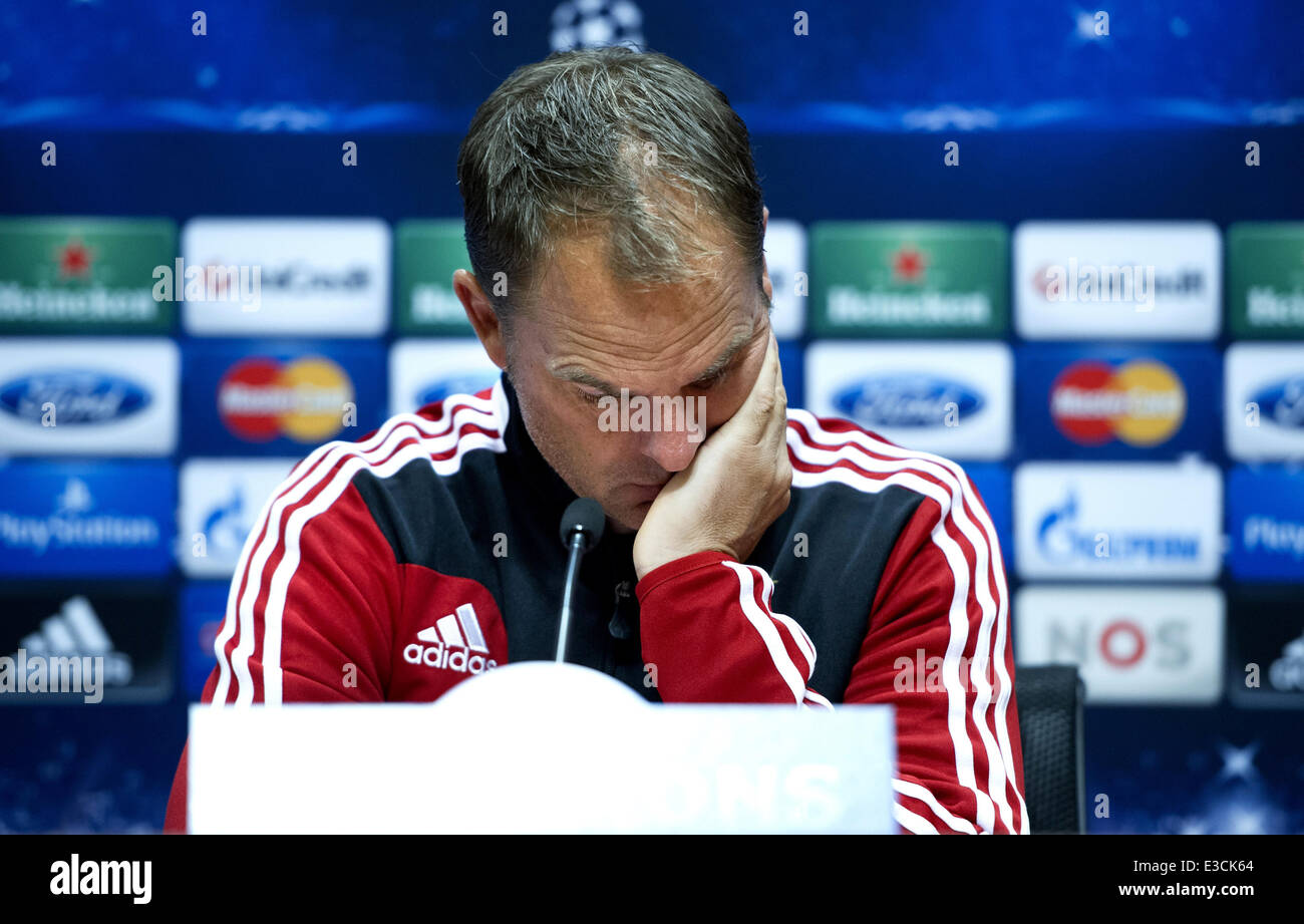 Frank de Boer of Ajax speaks at a press conference at the Amsterdam Arena ahead of the teams Champions League game against A.C. Milan  Featuring: Frank de Boer Where: Amsterdam, Netherlands When: 01 Oct 2013 Stock Photo