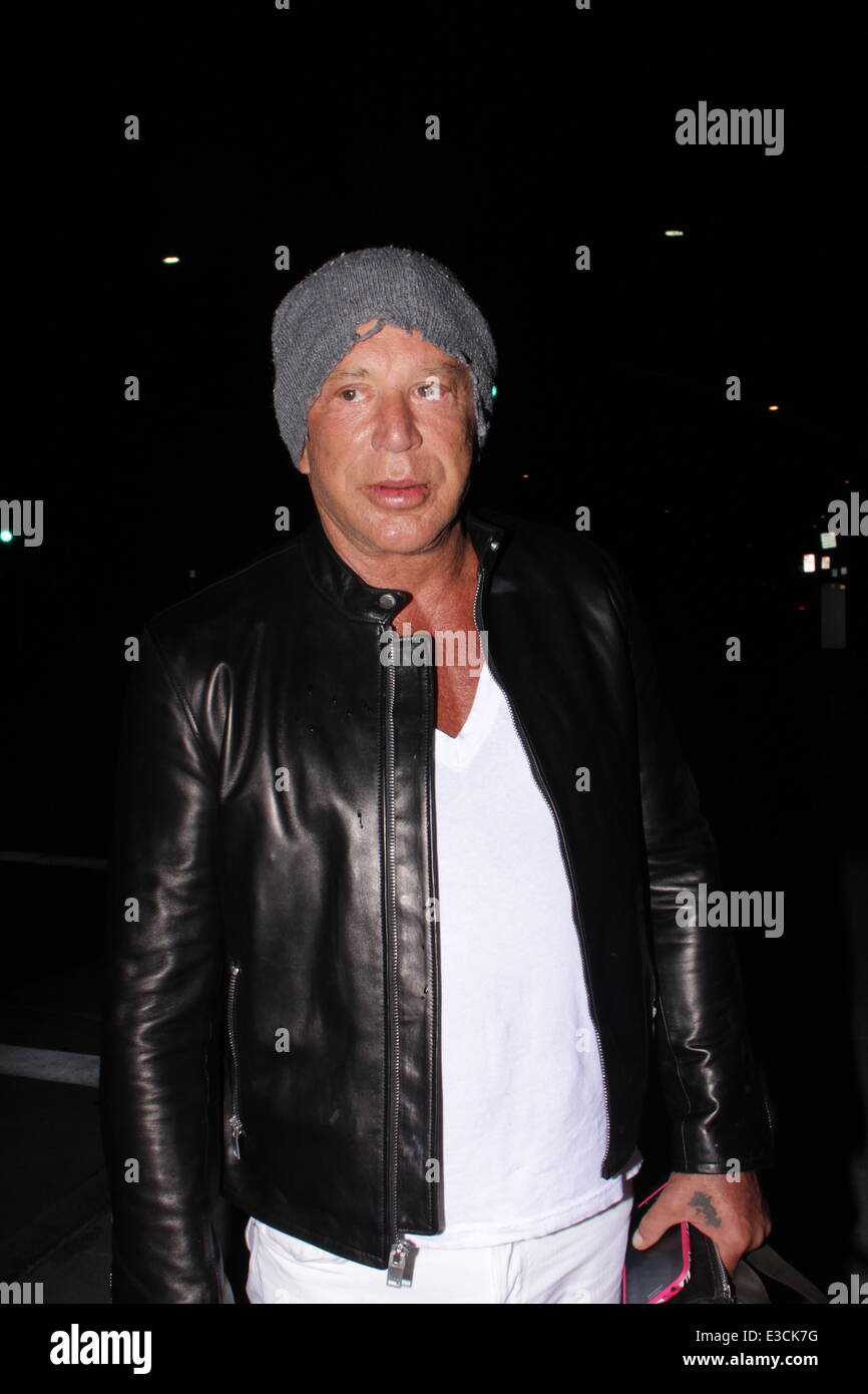 Mickey Rourke arrives at 9021 PHO in Beverly Hills, and is greeted by ...