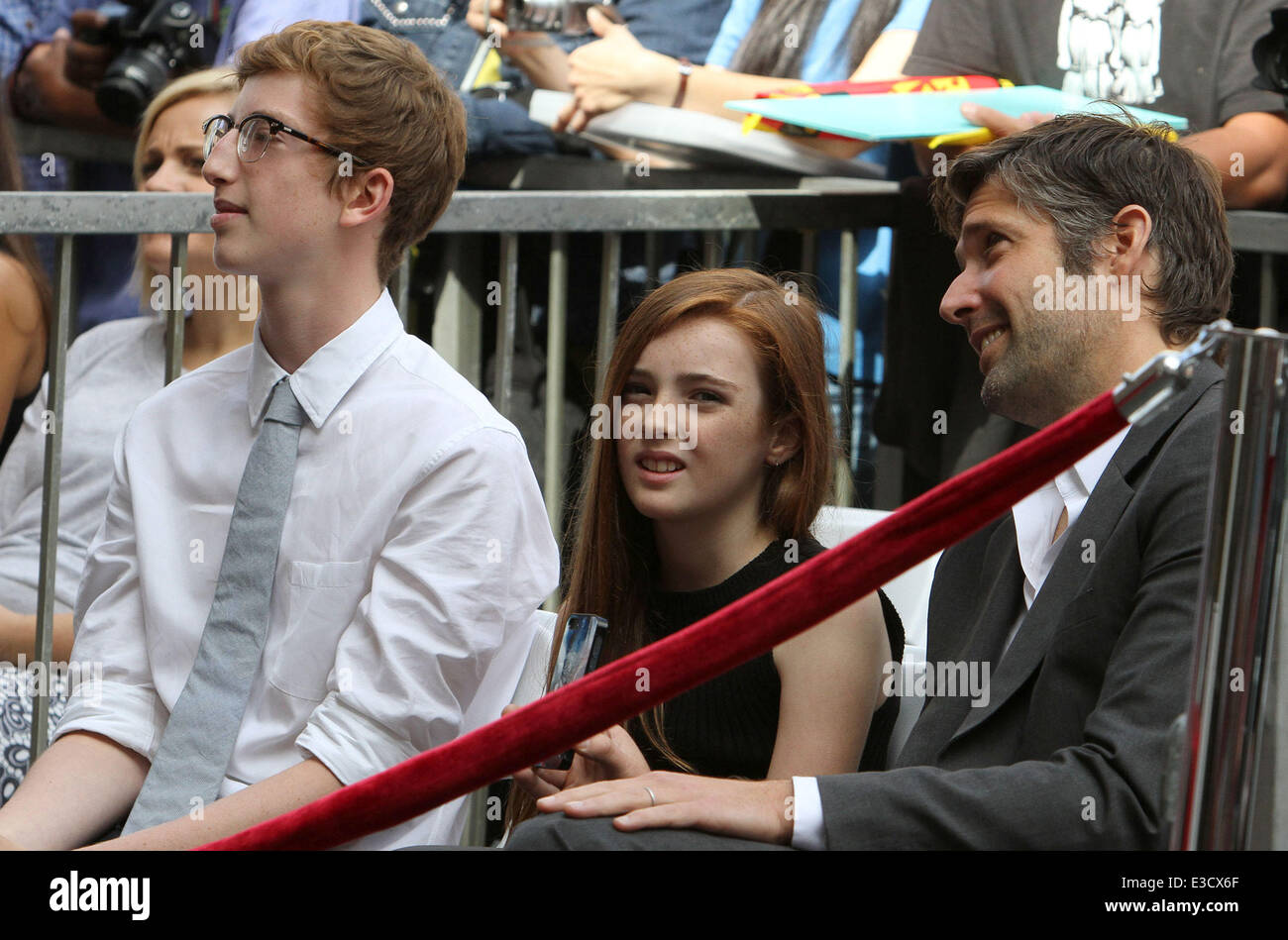 Julianne Moore Hollywood Walk of Fame Star Ceremony  Featuring: Caleb Freundlich,Liv Freundlich,Bart Freundlich Where: Hollywood, California, United States When: 03 Oct 2013 Stock Photo
