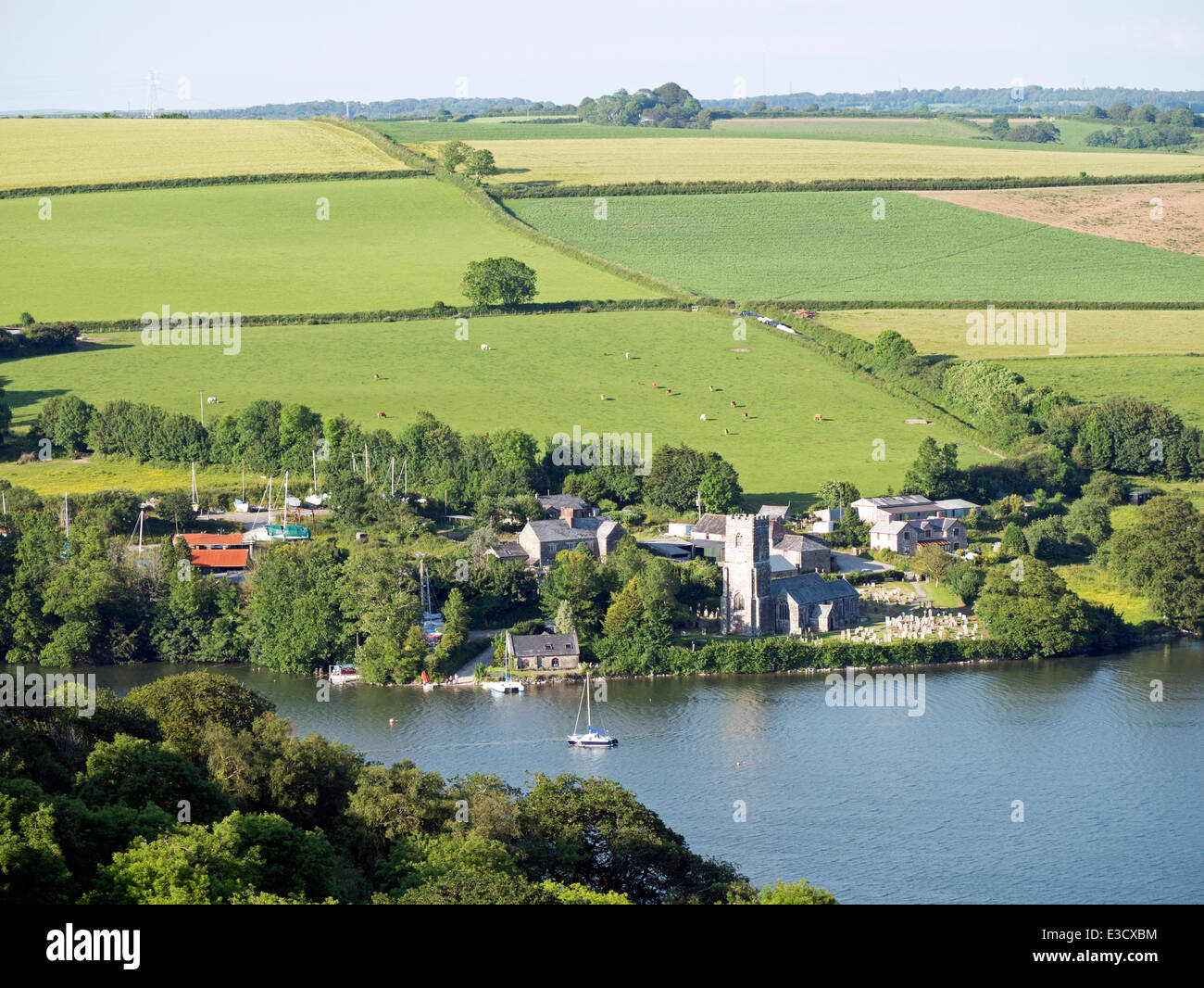 View across the River Fowey to St Winnow,  Cornwall Stock Photo