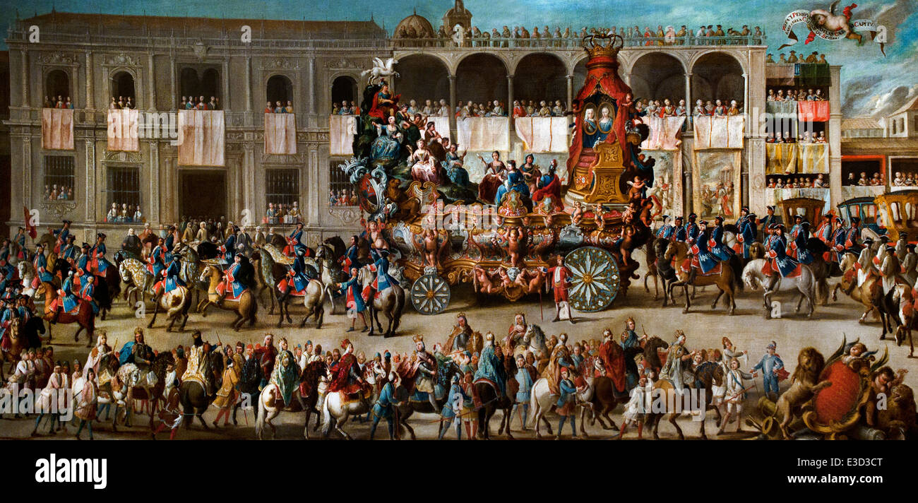 CART Parnassus (Apollo Homage and Three Noble Arts to Monarcas) 1748 Martinez, Domingo 1688 - 1749 Spain Spanish ( detail ) Stock Photo