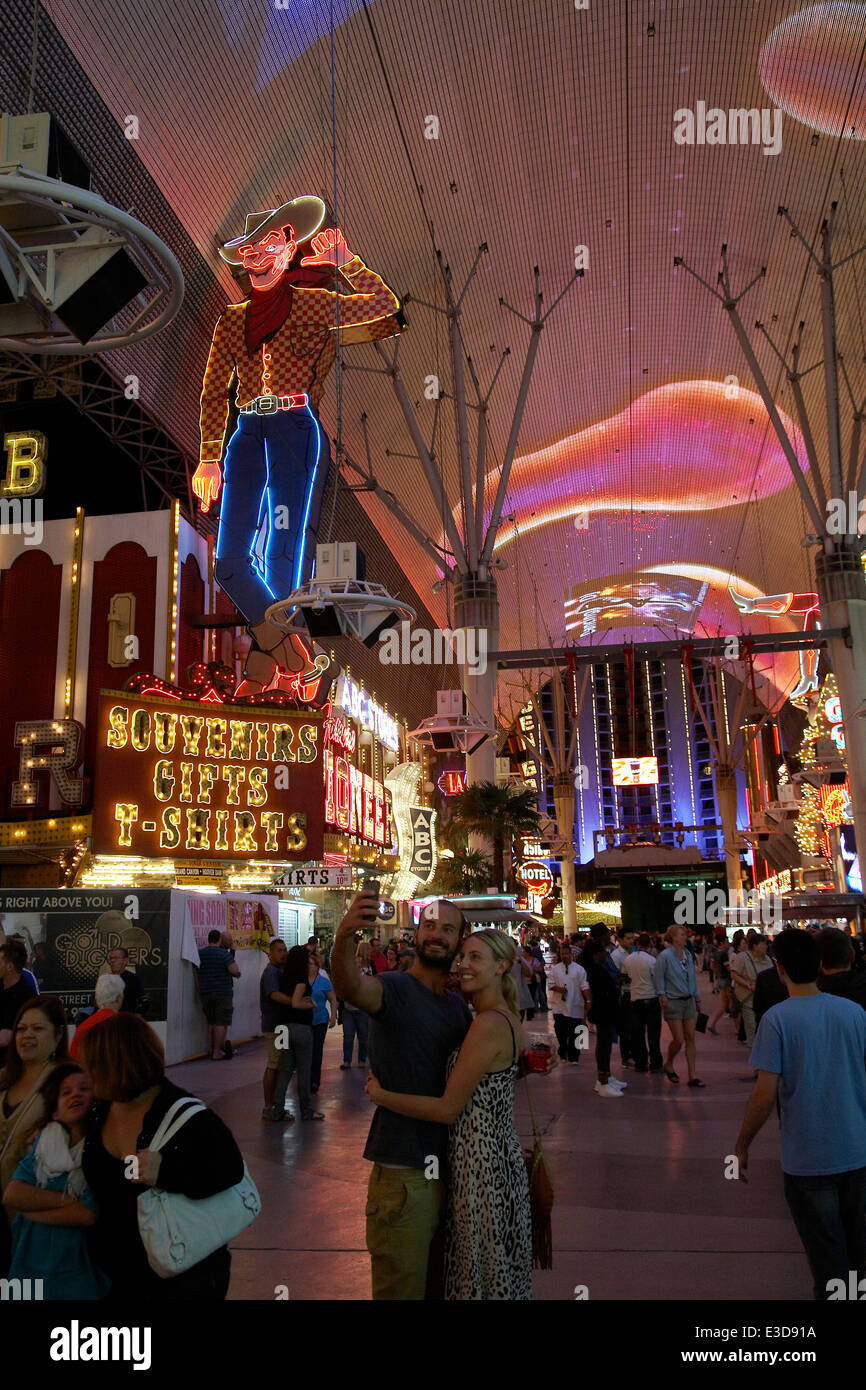 Overhead light show at the old strip Fremont Street Las Vegas Nevada USA. Stock Photo