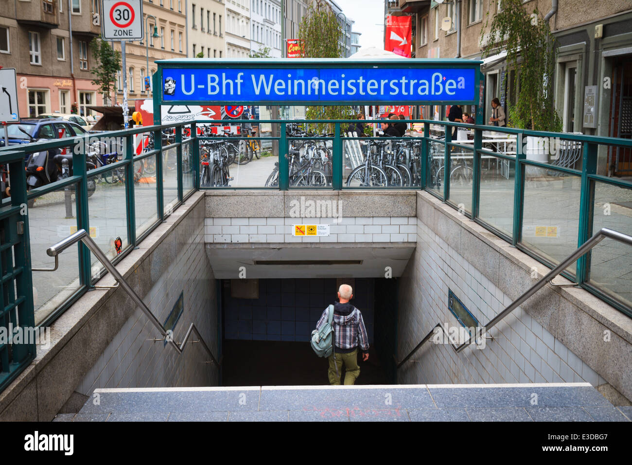 Entrance to underground (U-Bahn) railway station in Berlin, Germany Stock Photo
