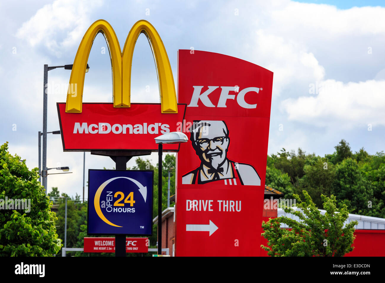 sign for McDonalds and KFC fast food outlets Stock Photo