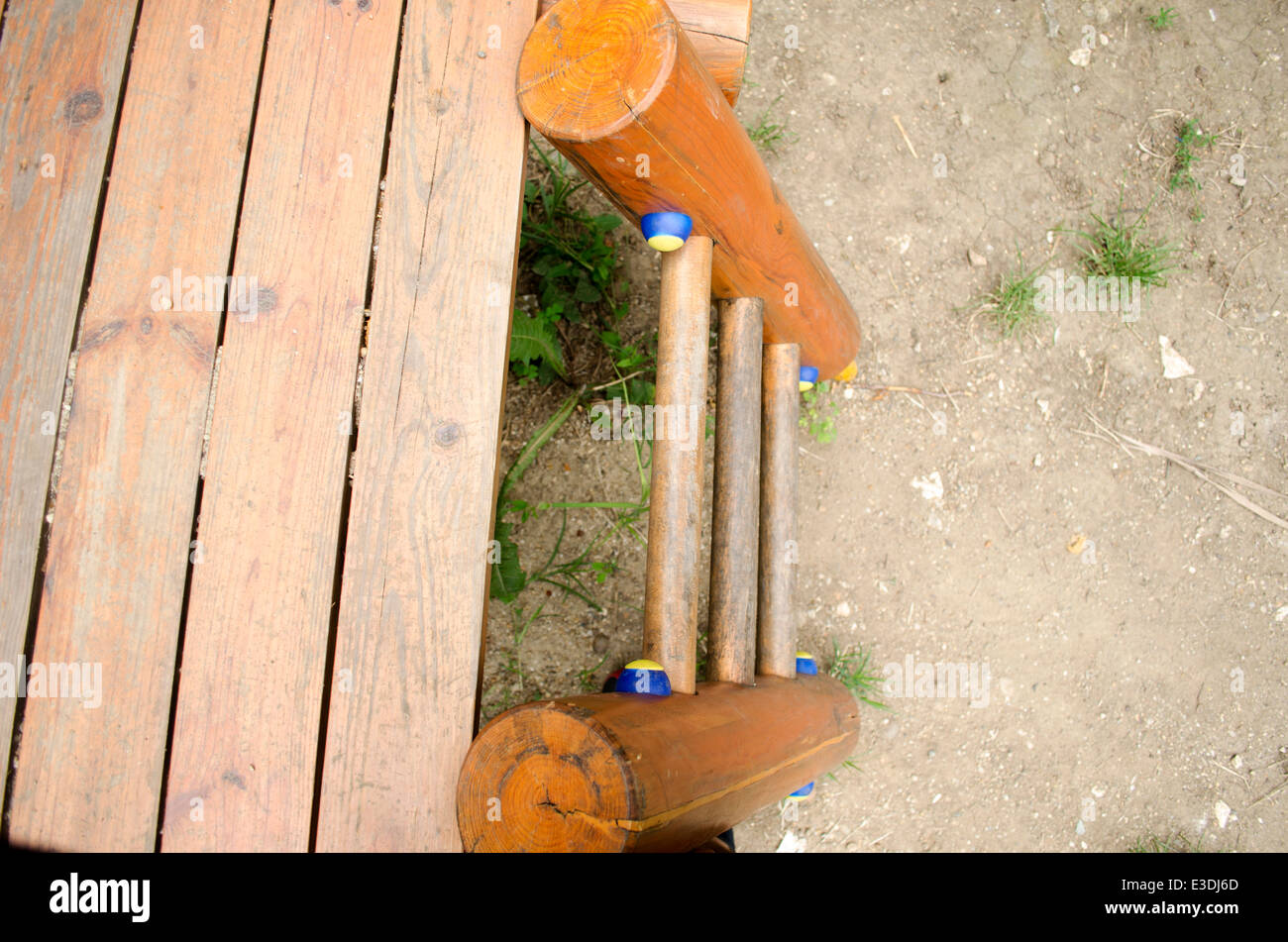 A set of stairs on a playscape at a playground. Stock Photo