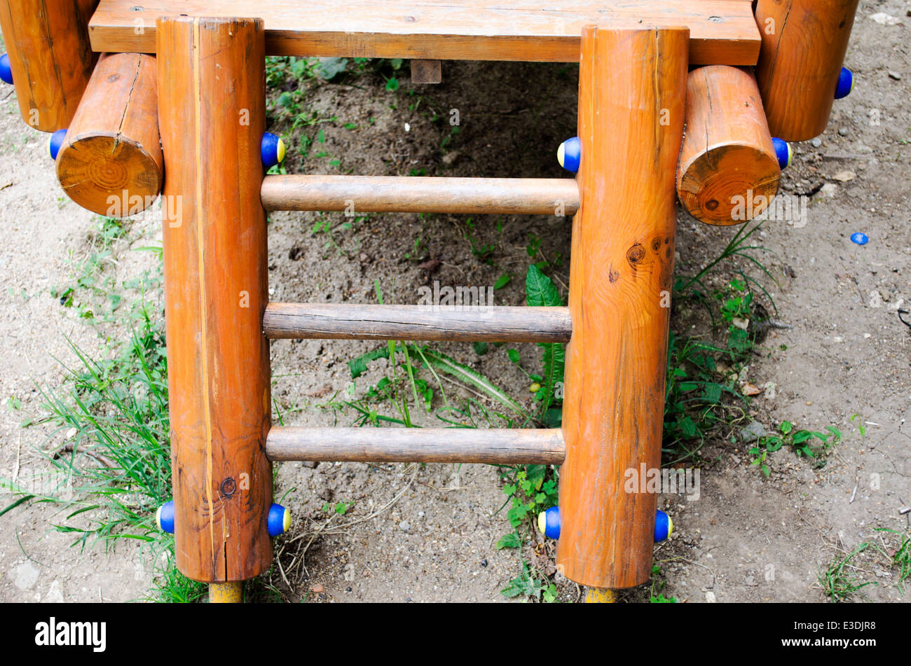 A set of stairs on a playscape at a playground. Stock Photo