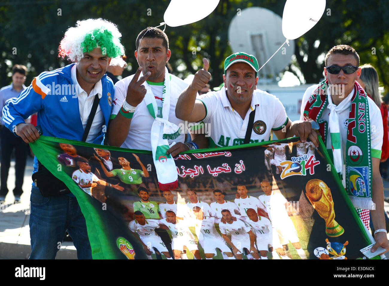 June 22, 2014 - Porto Alegre, Brazil - PORTO ALEGRE BRAZIL--22 June: algerian supporters before the match between South Korea and Algeria in the group stage of the 2014 World Cup, for the group H match at the Beira Rio stadium, on June 2, 2014. Photo: Edu Andrade/Urbanandsport /Nurphoto  (Credit Image: © Edu Andrade/NurPhoto/ZUMAPRESS.com) Stock Photo
