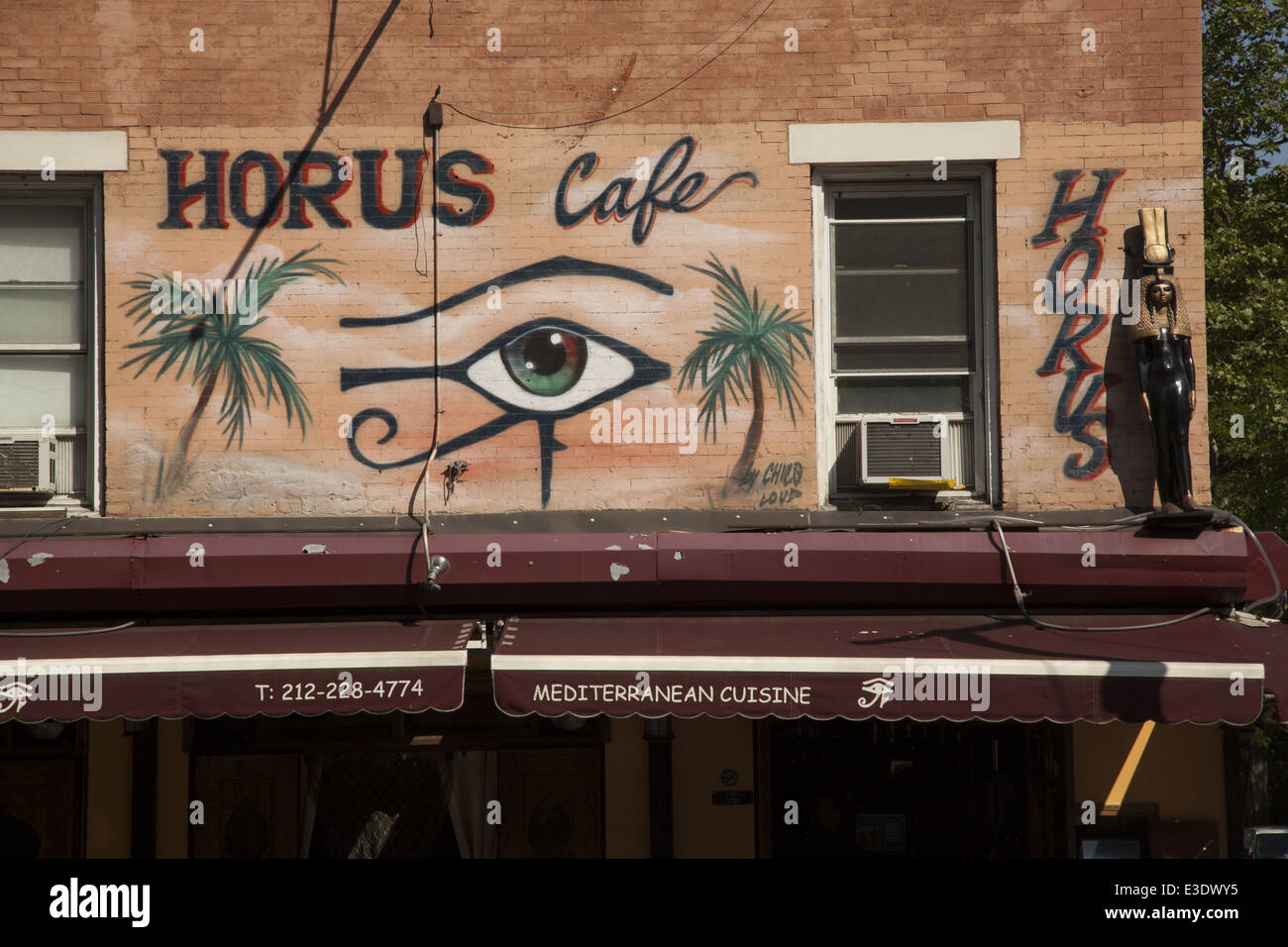Horus Cafe, Ave. B, East Village, NYC. Stock Photo