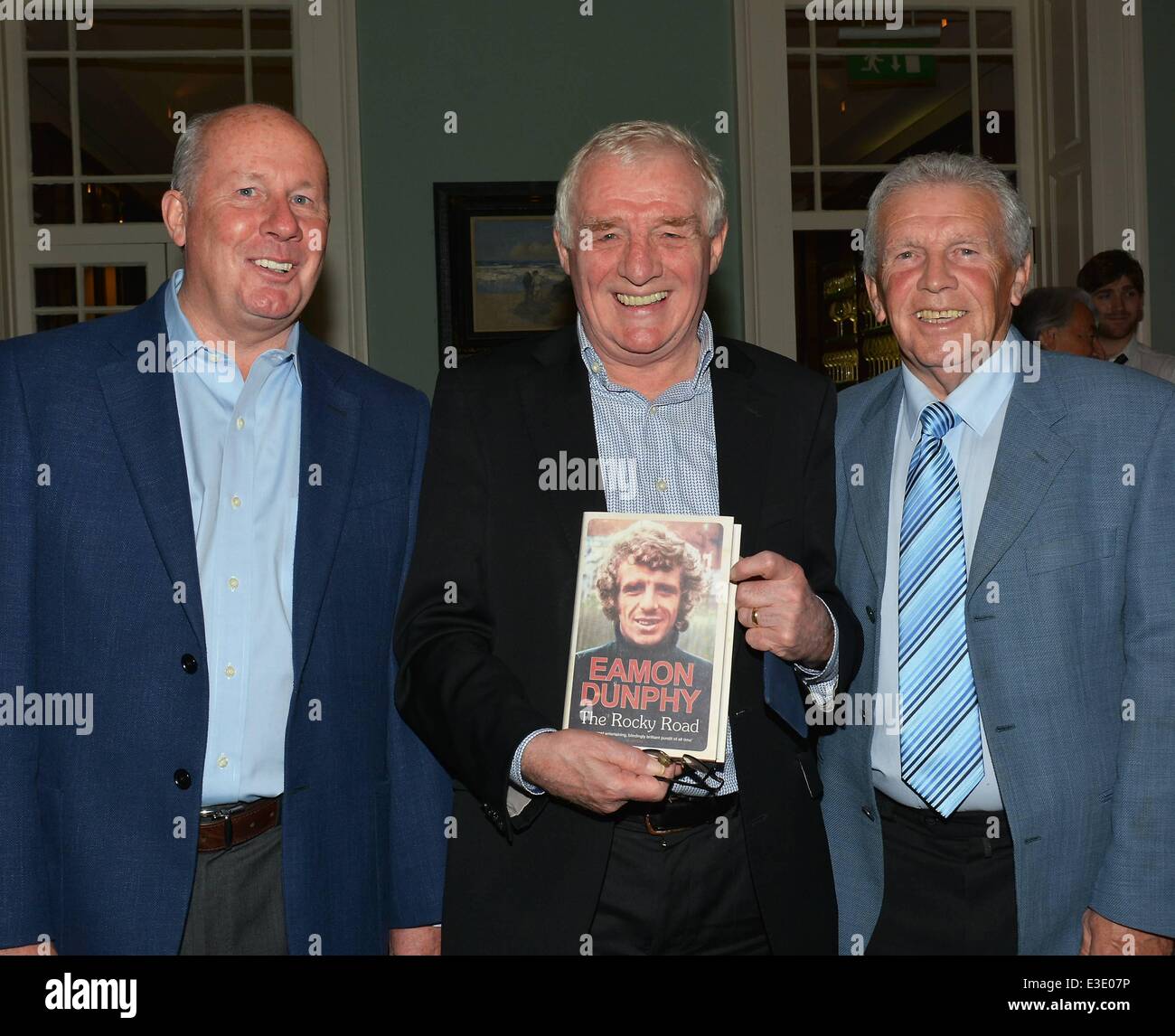 Stuart Carolan launches Eamon Dunphy's book 'The Rocky Road' at Patrick Guilbaud's restaurant...  Featuring: Liam Brady,Eamon Dunphy,Johnny Giles Where: Dublin, Ireland When: 14 Oct 2013 Stock Photo