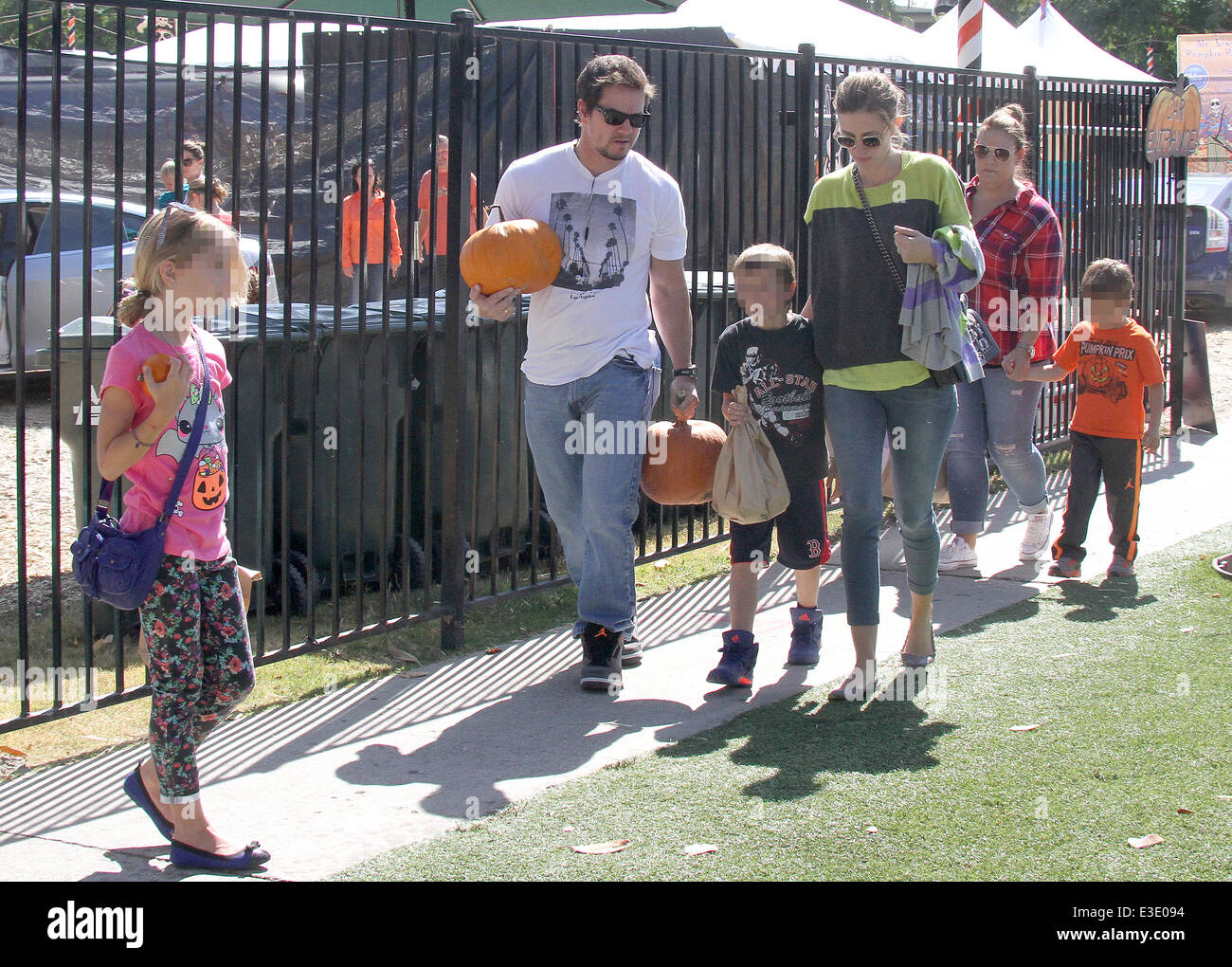 Mark Wahlberg takes his family to Mr. Bones Pumpkin Patch in West Hollywood  Featuring: Mark Wahlberg,Rhea Durham,Ella Rae Wahlberg,Grace Margaret Wahlberg,Michael Robert Wahlberg,Brendan Joseph Wahlberg Where: Los Angeles, California, United States When: 14 Oct 2013 Stock Photo