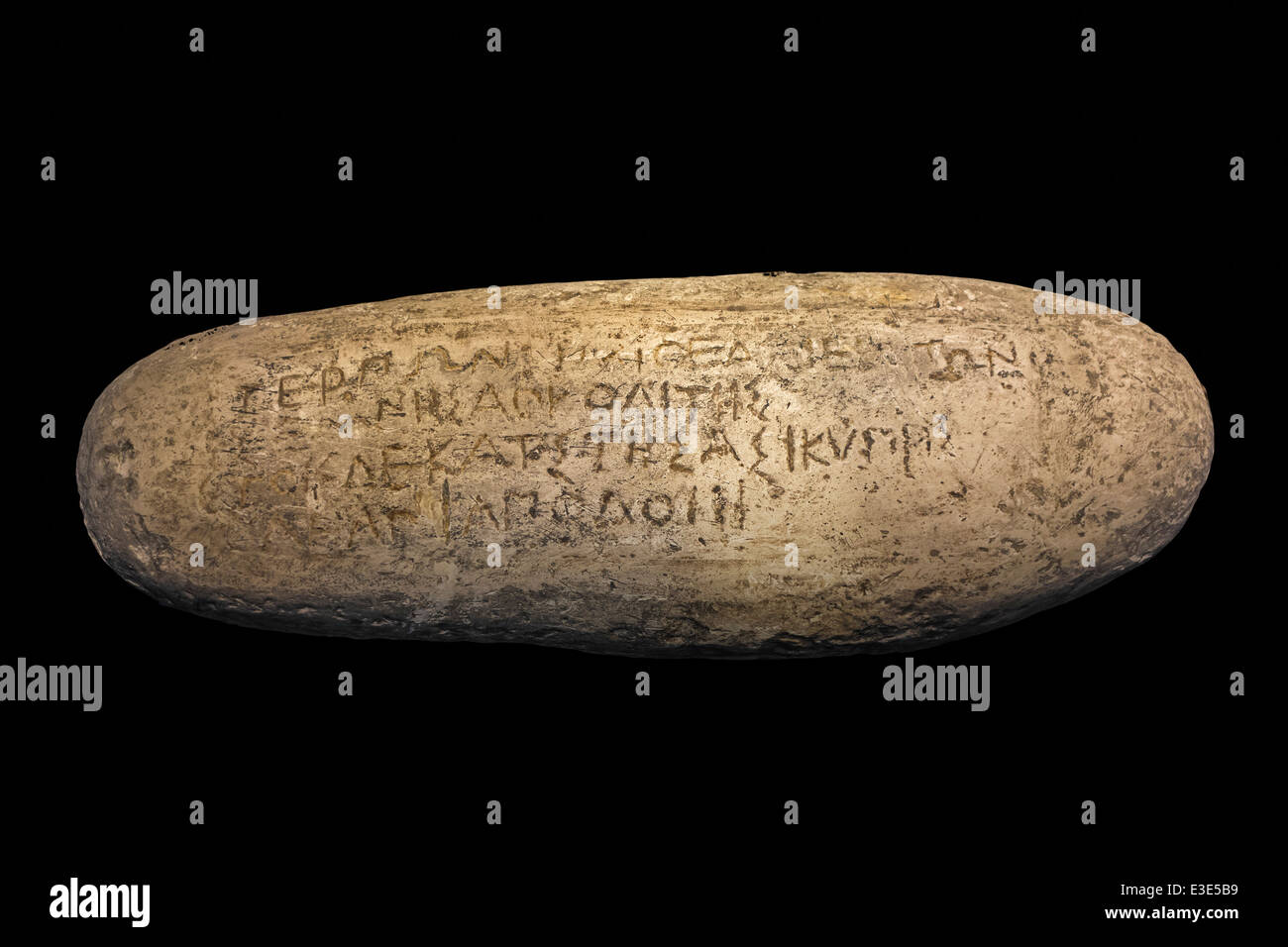 The Stone of Terpon / Pebble of Antibes / Galet d'Antibes with carved inscription in Ionic Greek, dated to between 450 - 425 BC Stock Photo