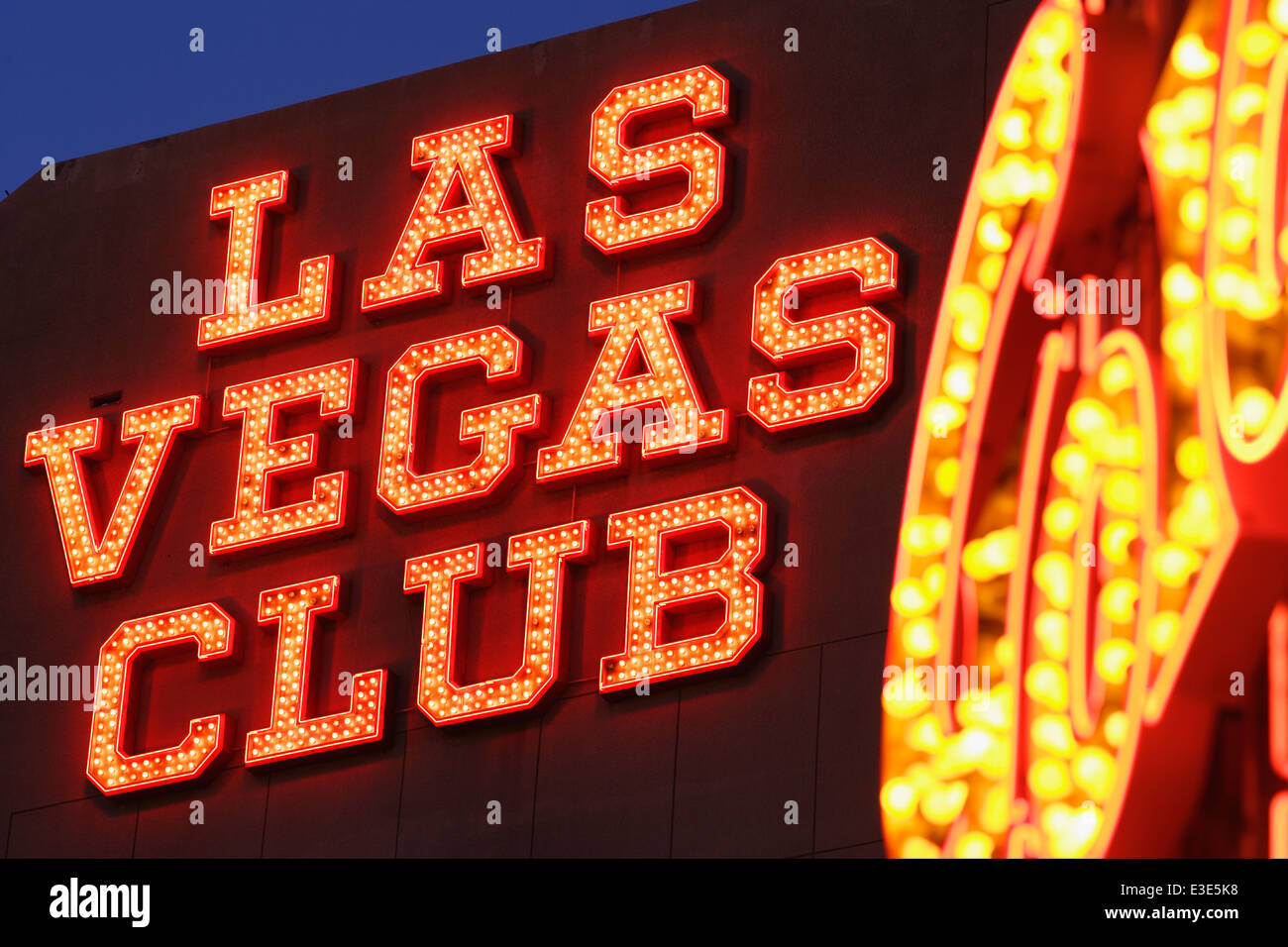Las Vegas Club Sign: Fremont Street: Las Vegas: Nevada, USA Stock Photo