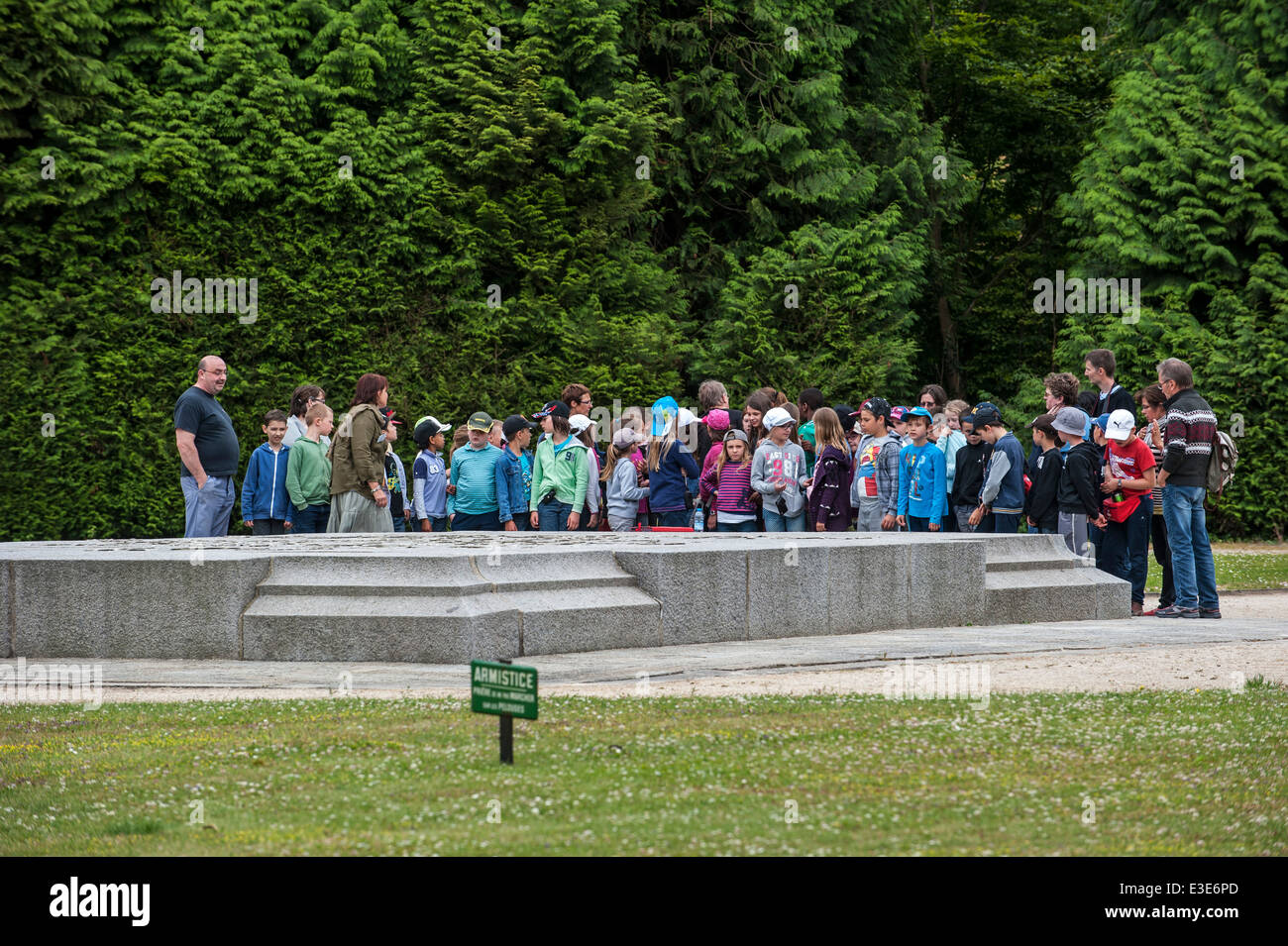School Children Visiting The Wwi Rethondes Clearing Glade Of The Stock Photo Alamy