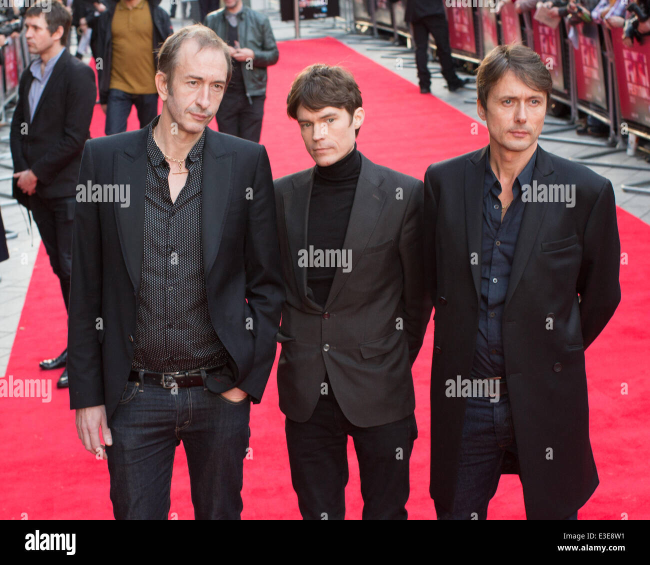 Suede band members, Mat Osman , Neil Codling and Brett Anderson attend the  BFI London Film Festival Screening of "So Young" at the Odeon Leicester  Square Featuring: Mat Osman,Neil Codling,Brett Anderson Where: