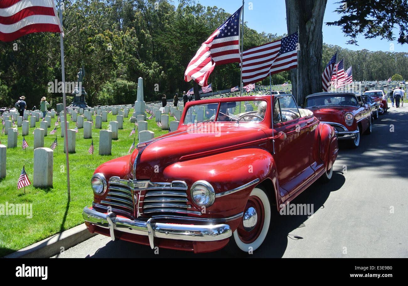 classic 40's plymouth convertible on display at car show in Presidio San Francisco Stock Photo