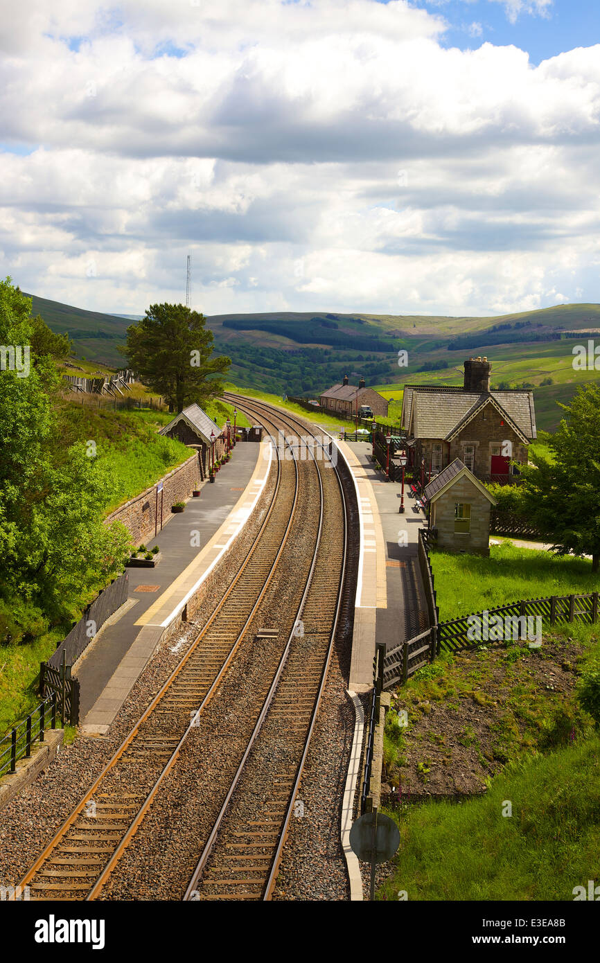Dent Railway Station on the Settle to Carlisle Railway Line Dent, Yorkshire Dales National Park, Cumbria, England, UK. Stock Photo