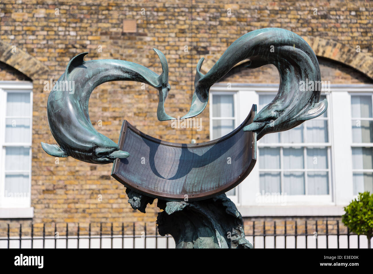Dolphin sundial, Greenwich Observatory at Mid - day Stock Photo