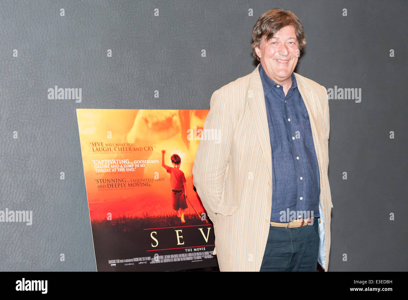 Empire Cinema, Leicester Square, London, UK. 23rd June 2014. Cast and celebrities attend the movie premiere “Seve” which opened at the Empire Cinema in Leicester Square, London. The motion picture tells the story of Seve Ballesteros who fought against adversity to become one of the most spectacular and charismatic golfers to ever play the game. Pictured: STEPHEN FRY (actor). Credit:  Lee Thomas/Alamy Live News Stock Photo
