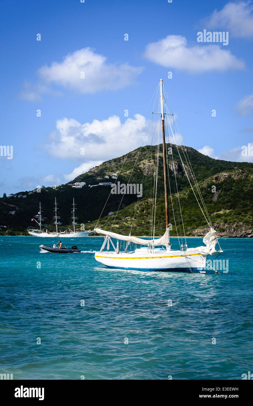 Boats moored in Falmouth Harbour, Antigua Stock Photo