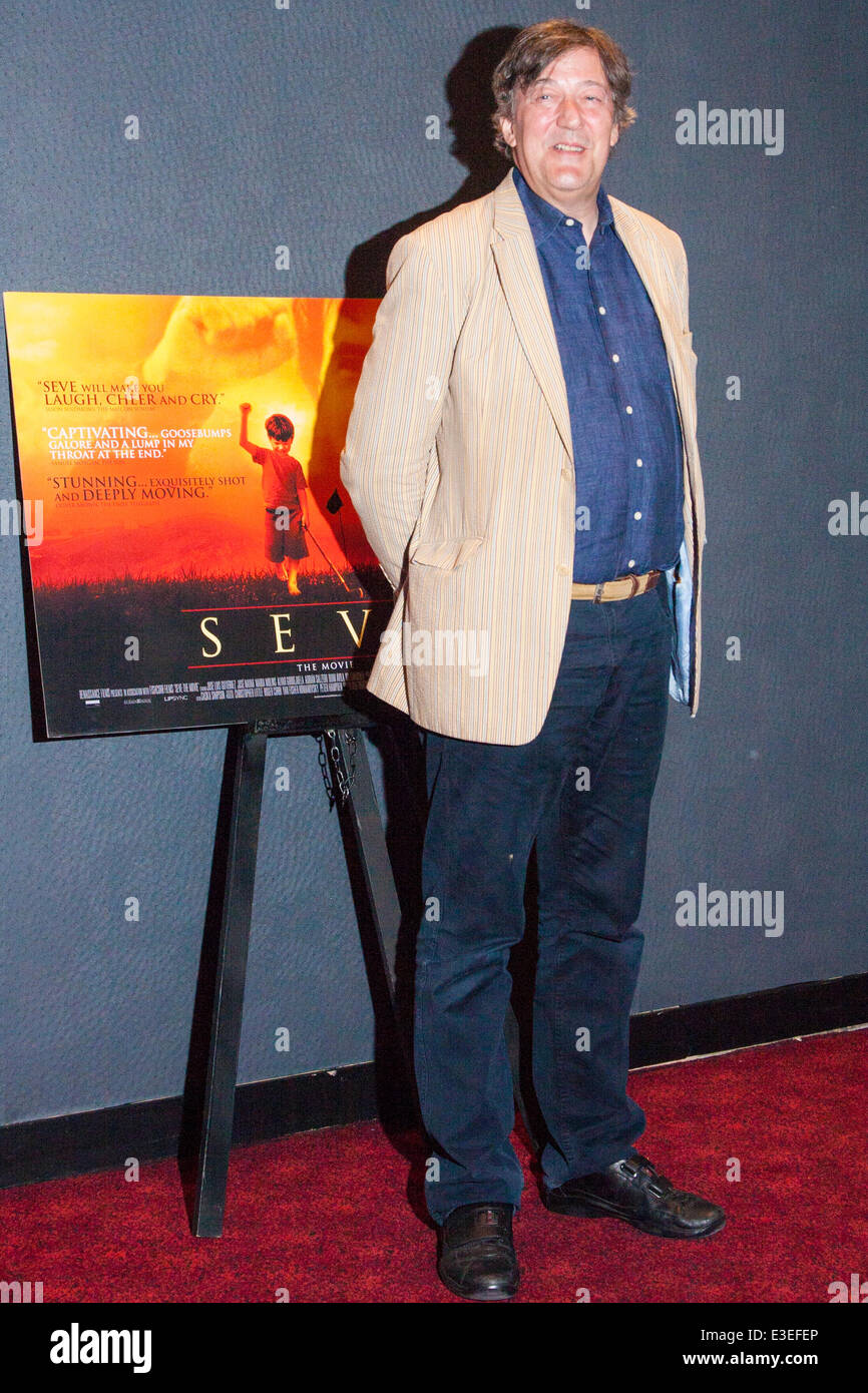 London, UK. 23rd June, 2014. Stephen Fry attends the premiere of the film Seve, a biopic of the life of the legendary Spanish golfer Seve Ballesteros. Stock Photo