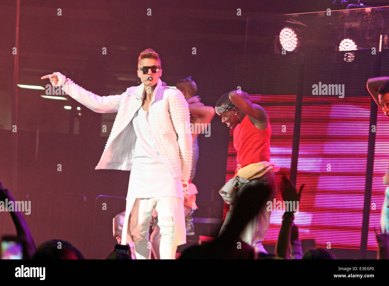 Justin Bieber performs live in concert as part of his 'Believe Tour' at the José Miguel Agrelot Coliseum  Featuring: Justin Bieber Where: Carolina, Puerto Rico When: 20 Oct 2013 Stock Photo