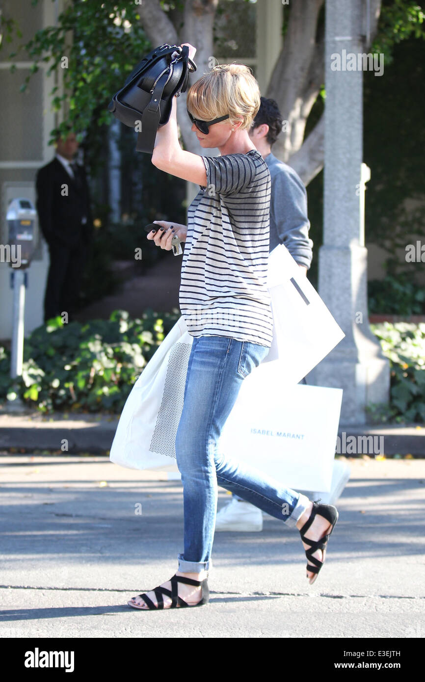 Charlize Theron shopping at Isabel Marant on Melrose Place Featuring