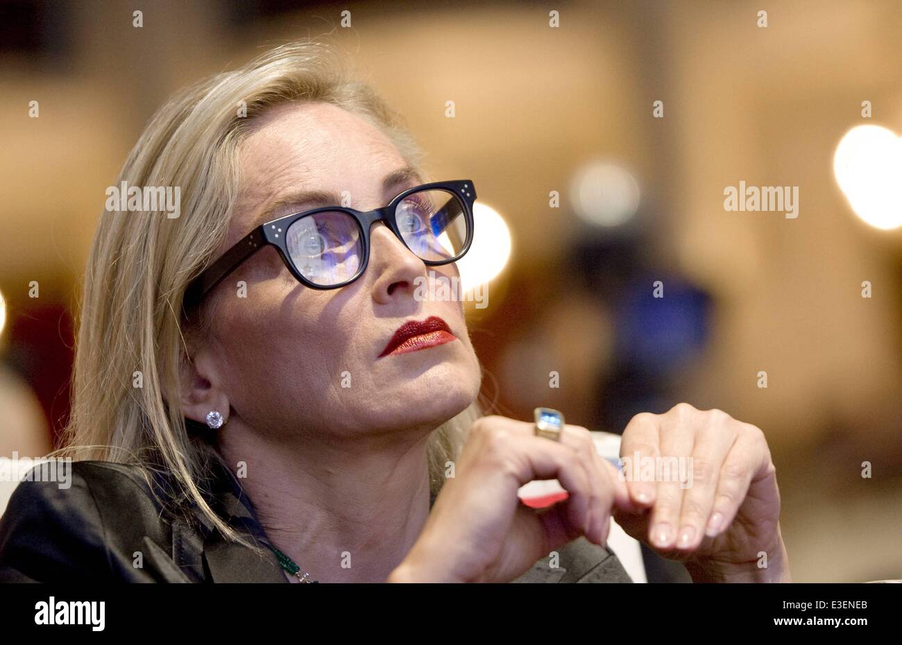 The 13th World Summit of Nobel Peace Prize Laureates held at the Polish parliament. Actress Sharon Stone will be awarded this year with the Peace Summit Award for her HIV/AIDS humanitarian work  Featuring: Sharon Stone Where: Warsaw, Poland When: 22 Oct 2 Stock Photo