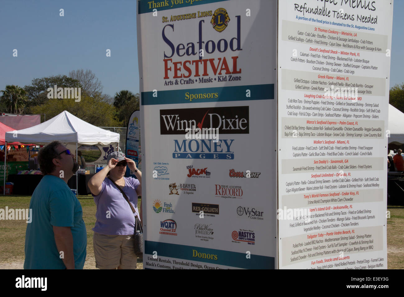The annual St. Augustine Lions Seafood Festival is staged each March at Francis Field in downtown St. Augustine, FL. Stock Photo