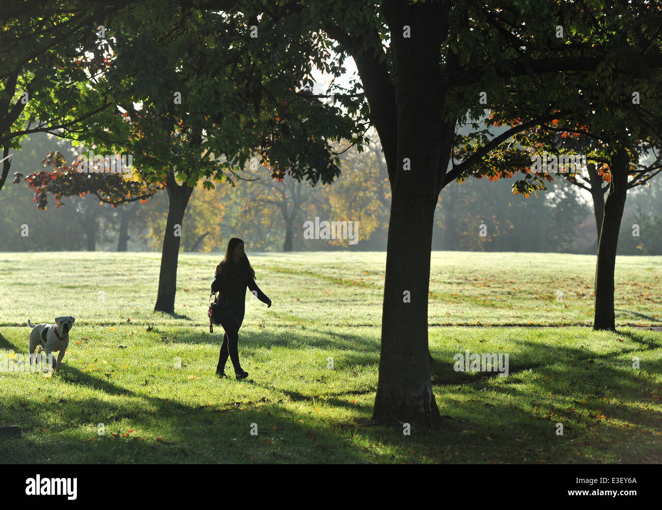 People enjoy the sunny autumn weather in London's Regent's Park and