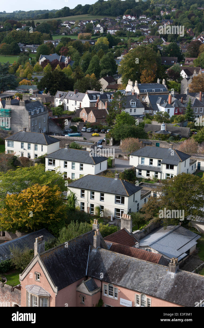 A panoramic view of the City of Wells from the top of Wells Cathedral, Somerset Stock Photo