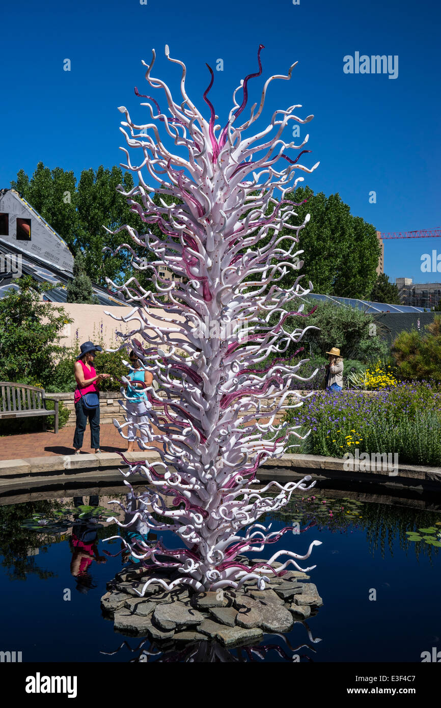Dale Chihuly hand-blown glass art exhibit at the Denver Botanic Gardens Stock Photo