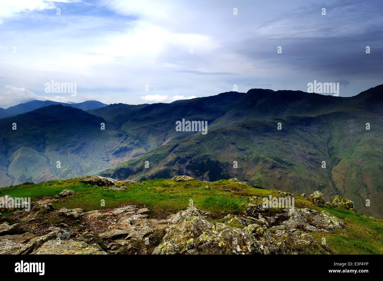 Sunlight on the Langdale Valley Stock Photo