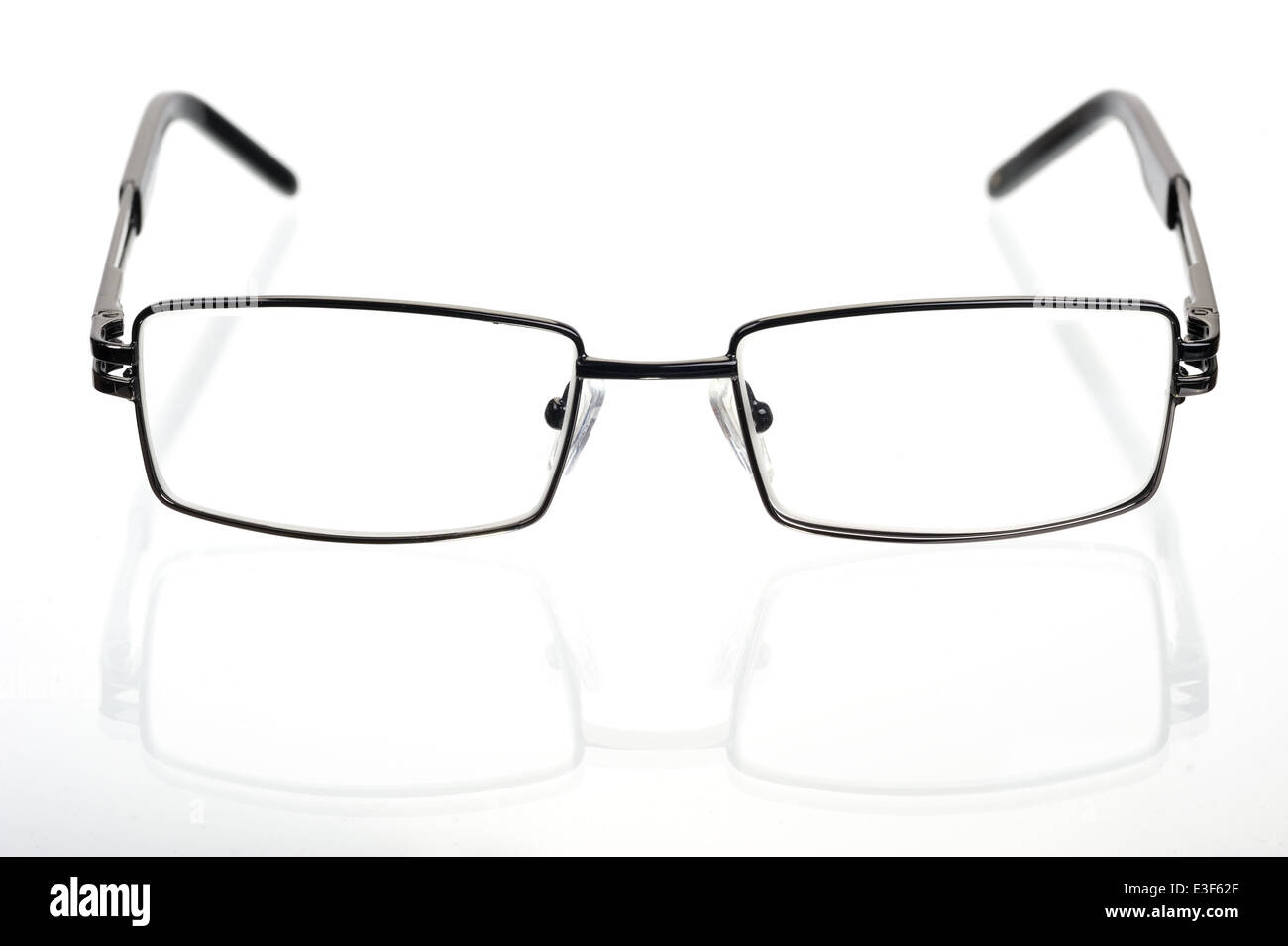 Rectangular glasses in a thin metal frame on a white background Stock Photo  - Alamy