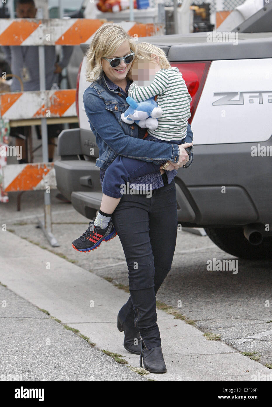 Amy Poehler out with her sons at the Farmers Market in Beverly Hills