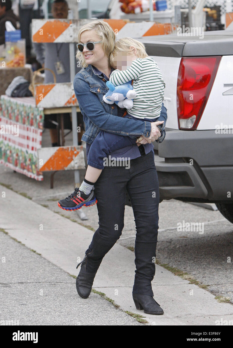 Amy Poehler out with her sons at the Farmers Market in Beverly Hills