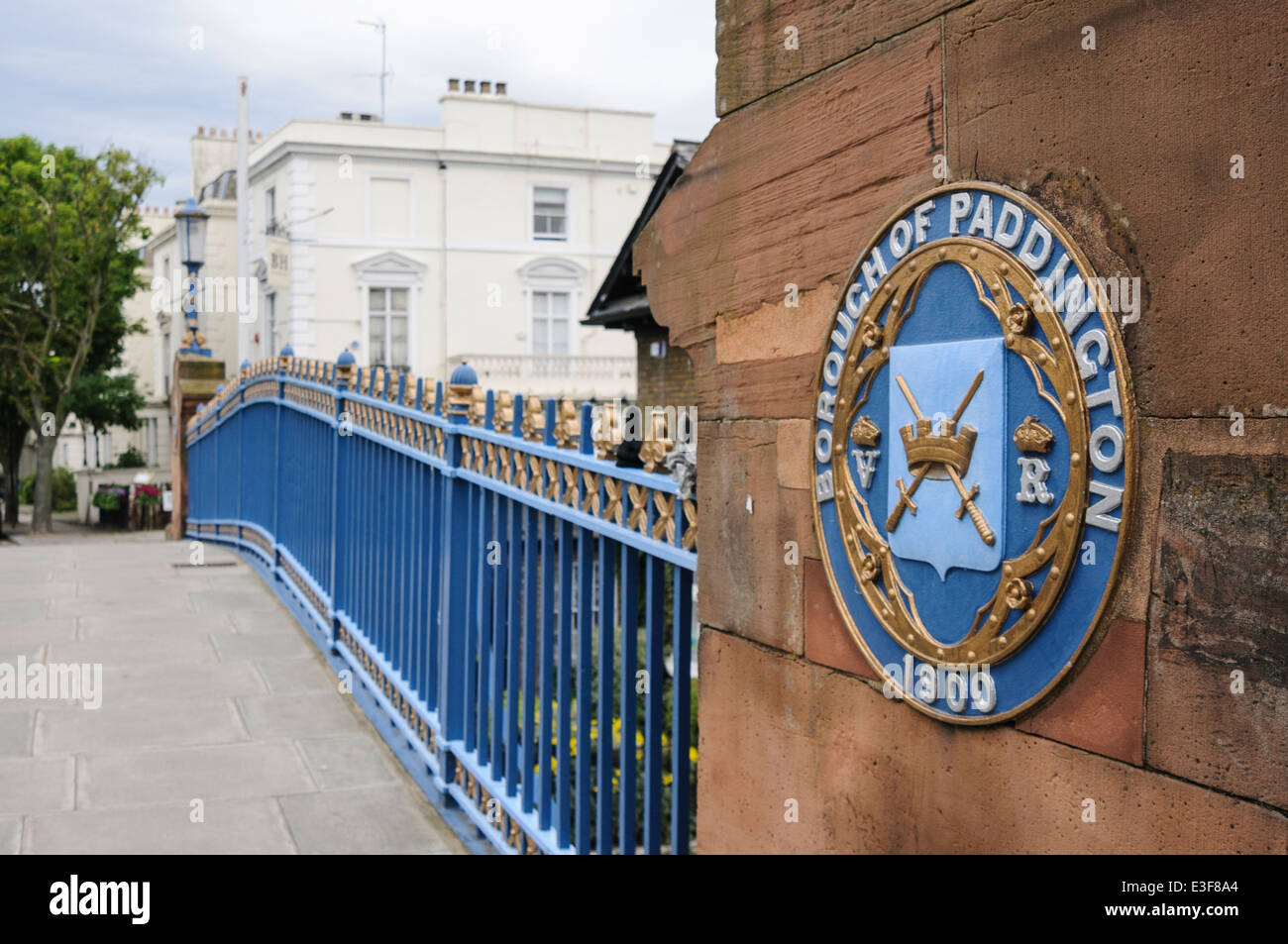 Plaque on a bridge at the boundary to the Borough of Paddington Stock Photo