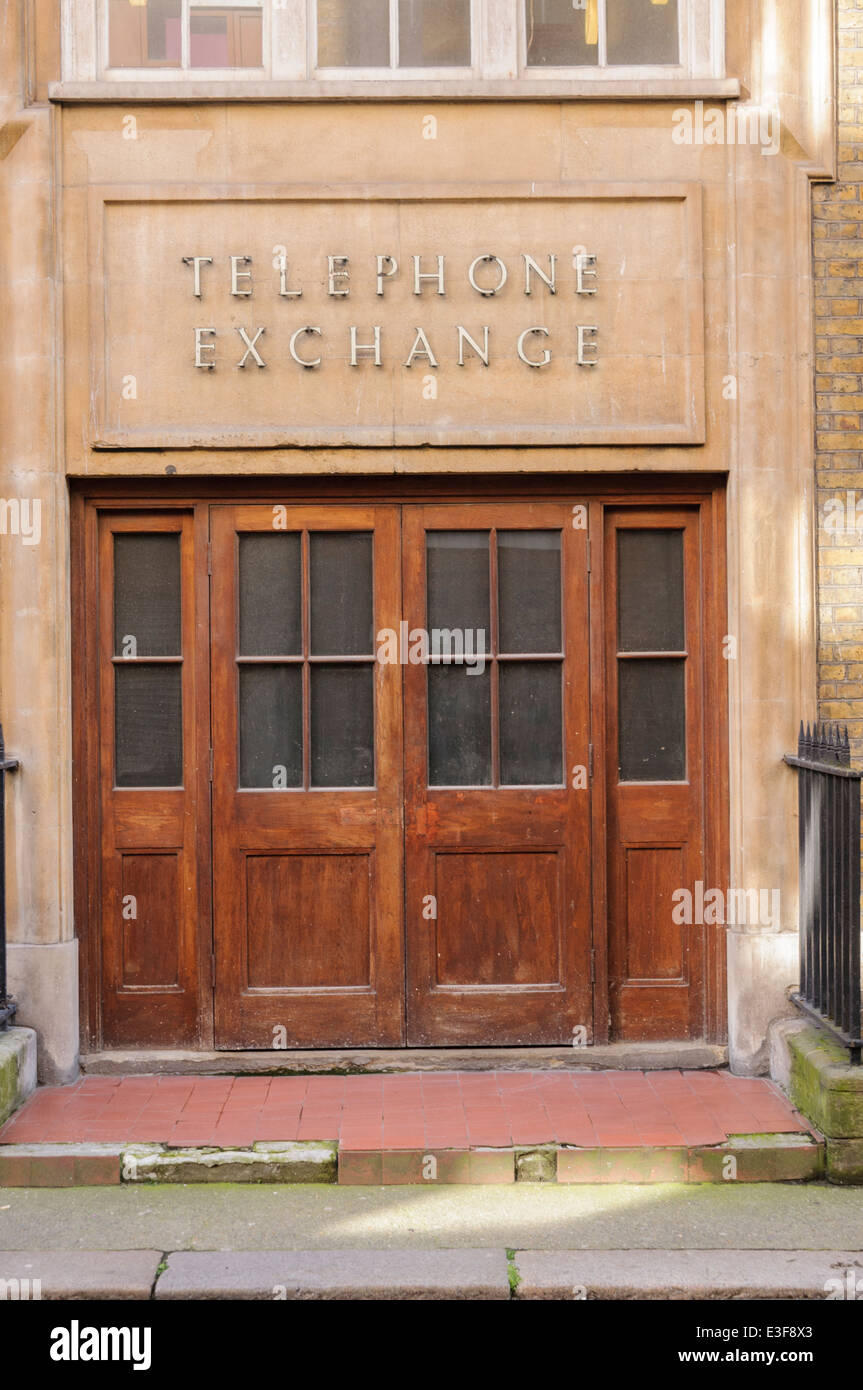 Door into an old Telephone Exchange Stock Photo