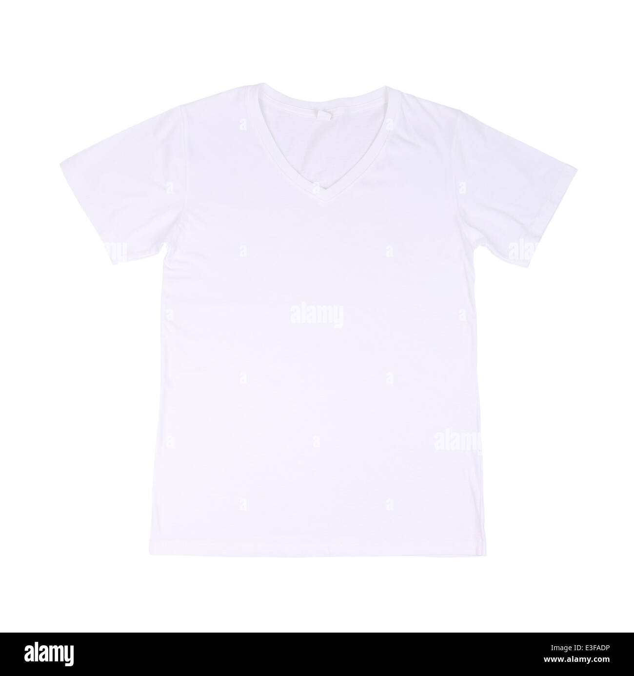 White t-shirt with blue insets isolated on a white background, Stock image