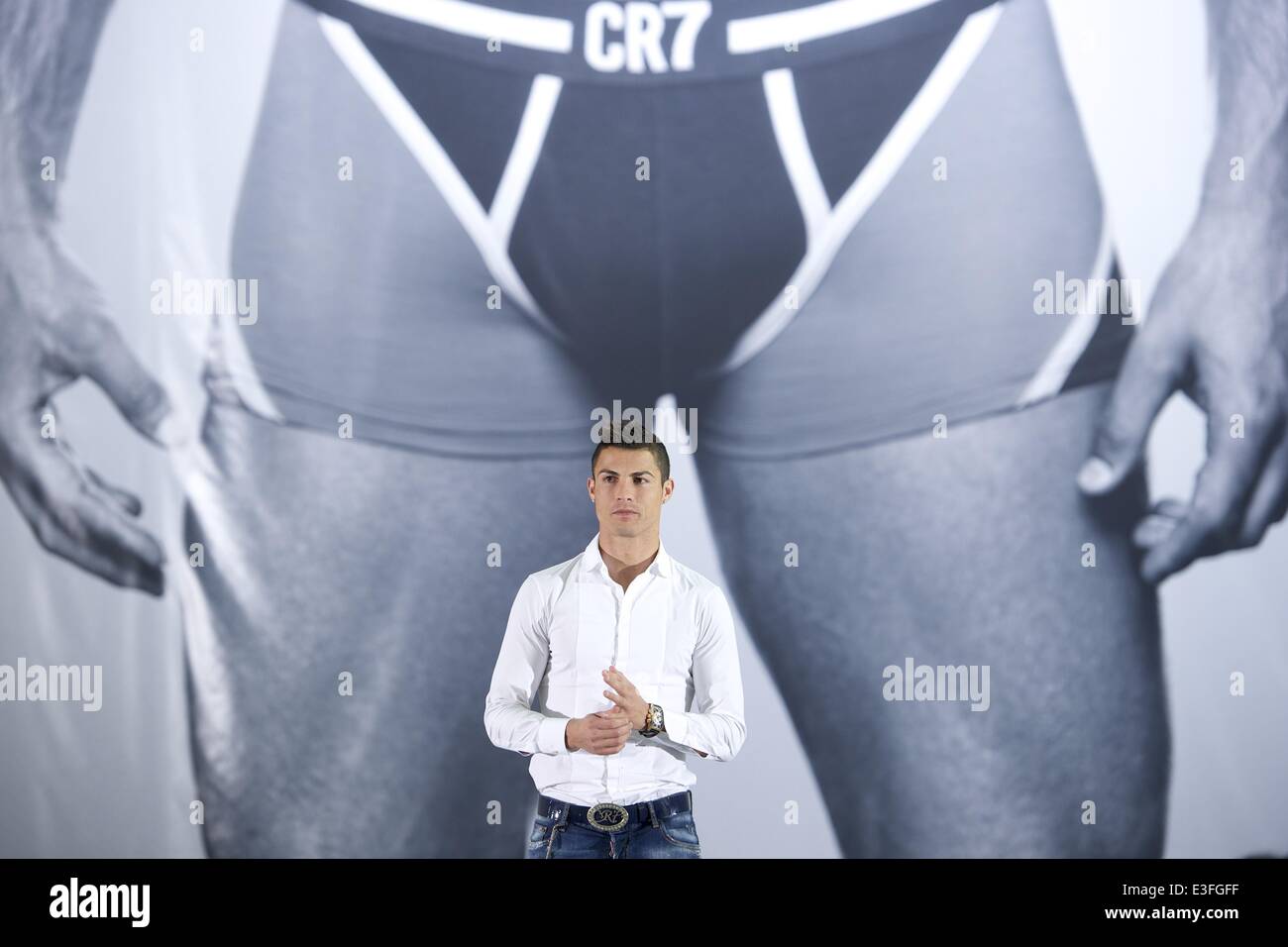 Cristiano Ronaldo launches his CR7 by Cristiano Ronaldo Underwear line at  Palacio de Cibeles on October 31, 2013 in Madrid. The collection will be  available worldwide from 1st November. Featuring: Cristiano Ronaldo