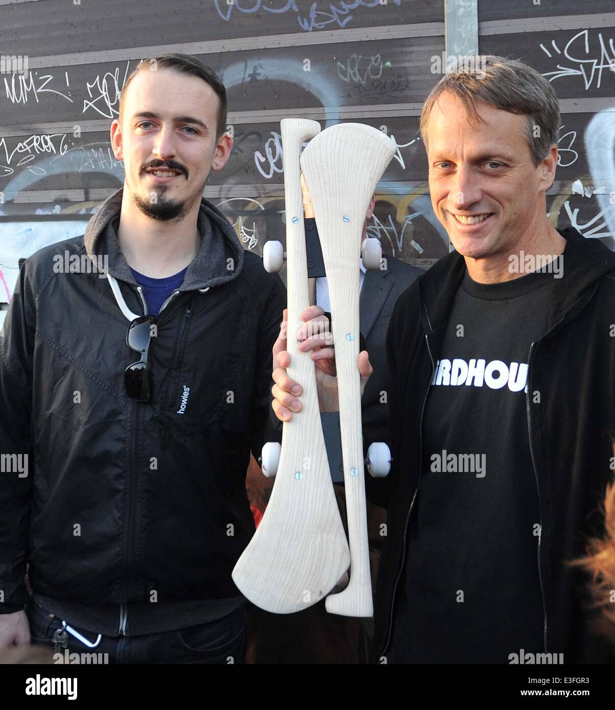 American pro skateboarder and actor Tony Hawk meeting fans at Bushy
