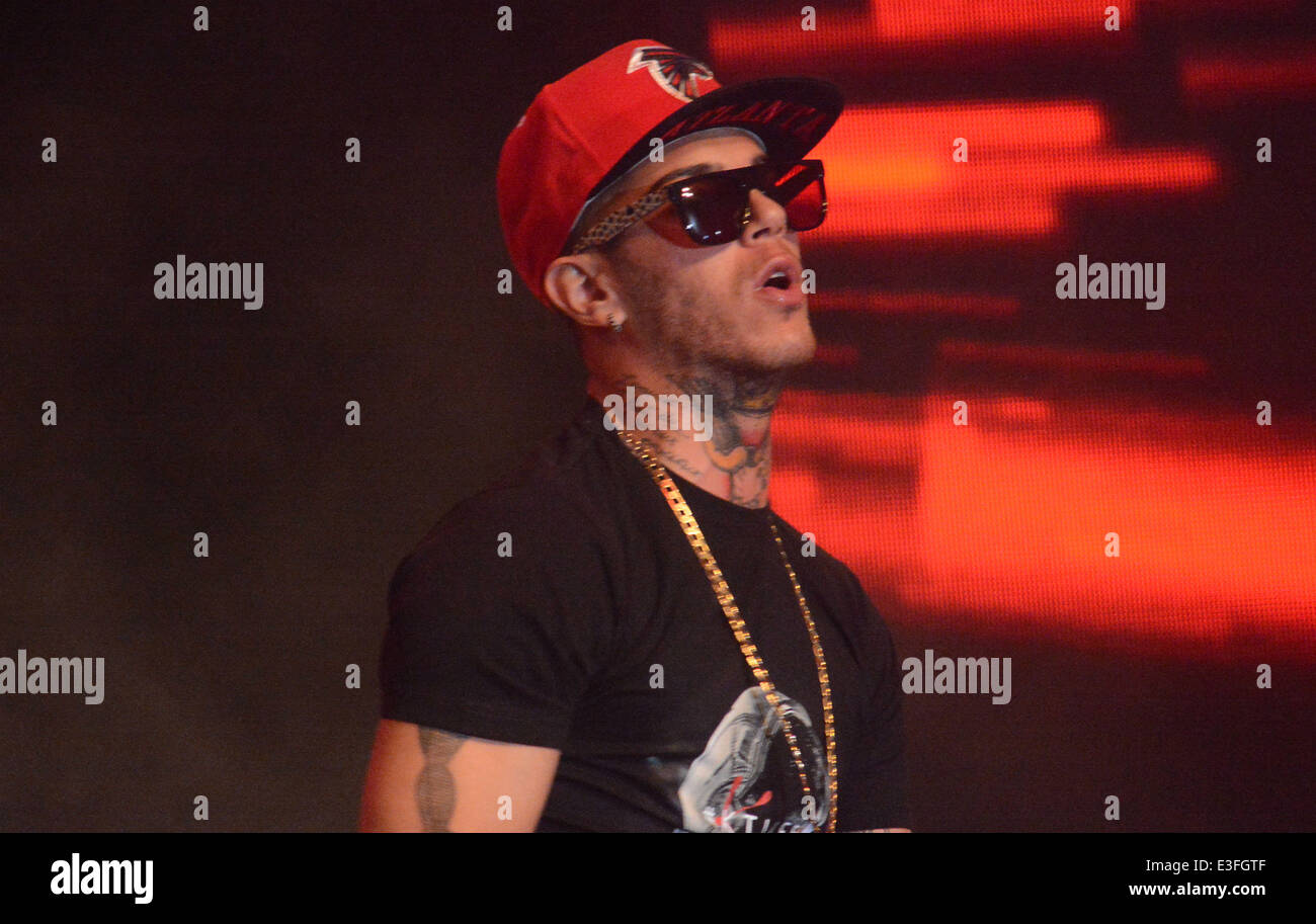 Italian rapper Emis Killa performing live at Spazio Novecento in Rome ...