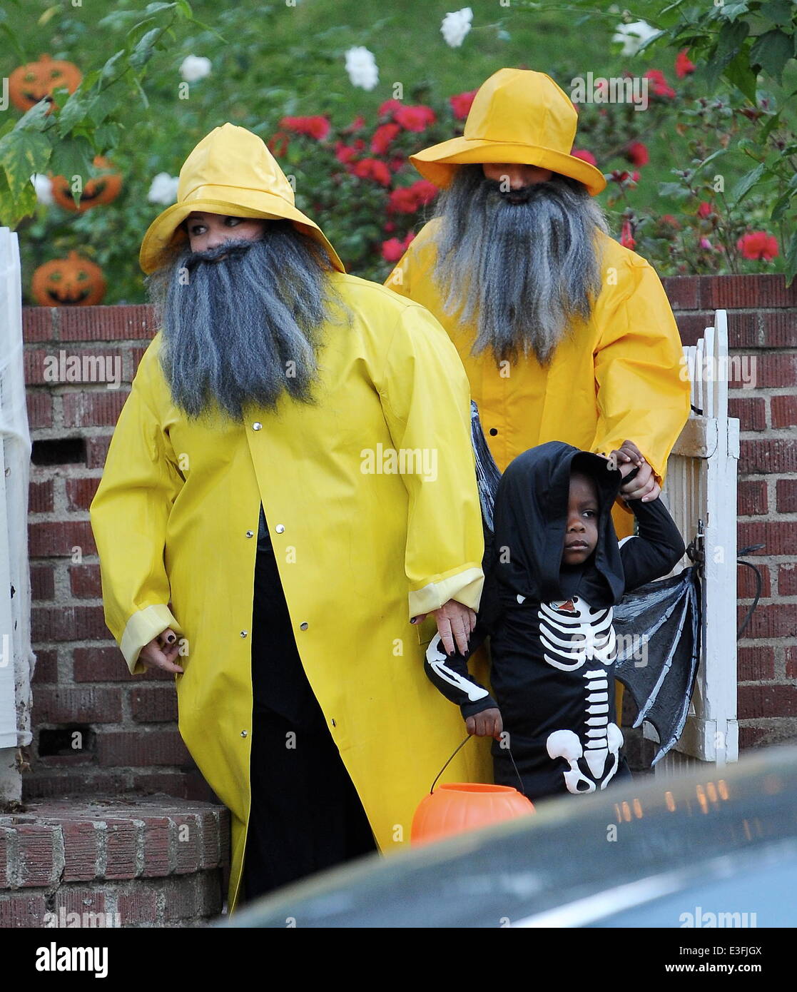 Actress Sandra Bullock trick or treating with good friend Melissa