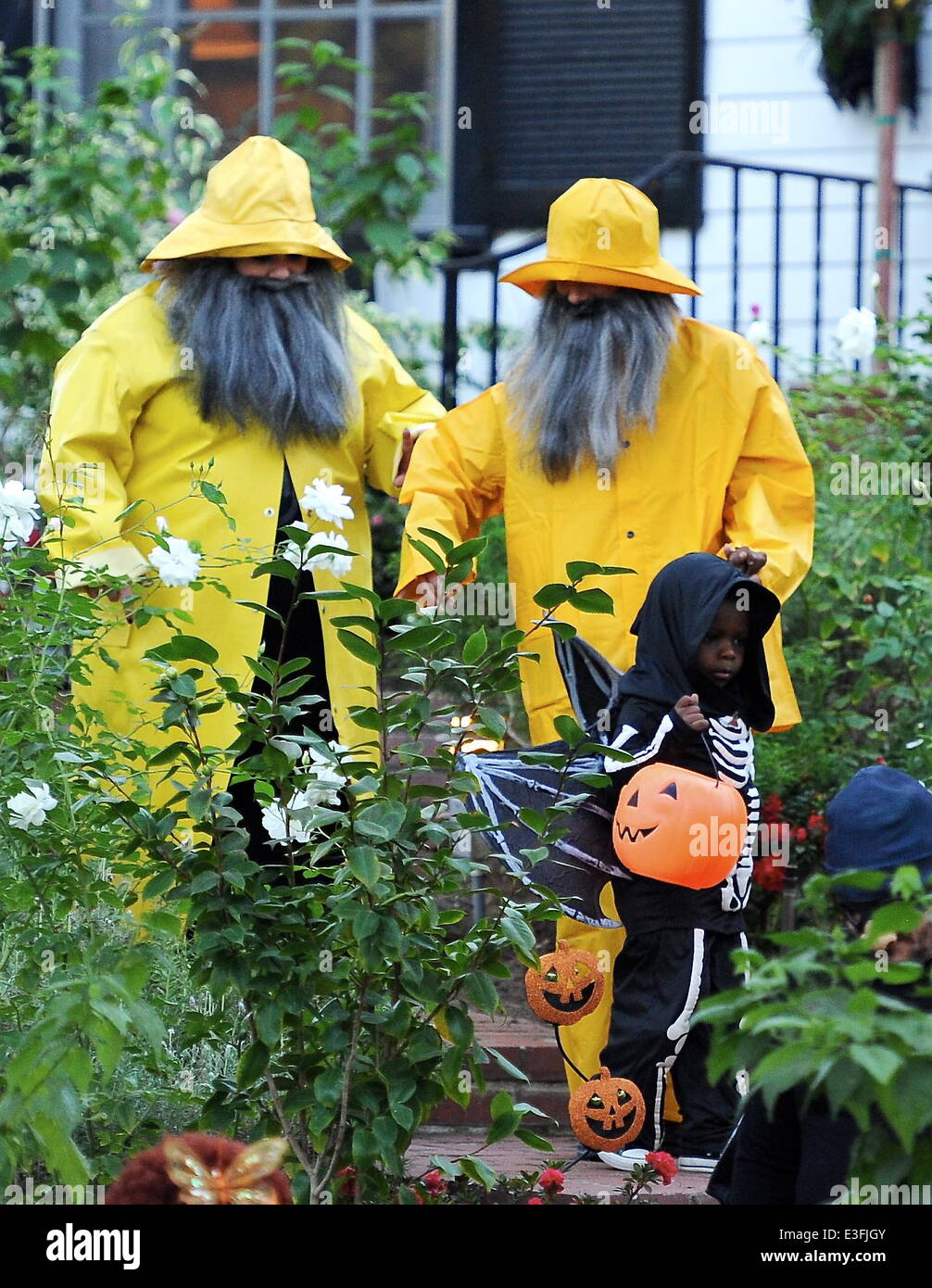 Actress Sandra Bullock trick or treating with good friend Melissa